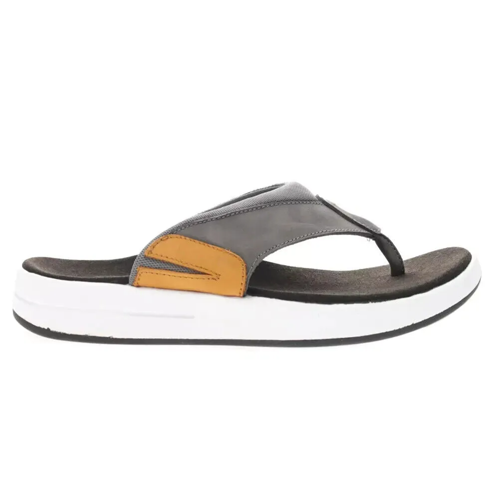 Propet Easton MSV011P Flip-Flop Men's US 8 Gray Leather Slip On Sandals ZPO771 (Gray,8)