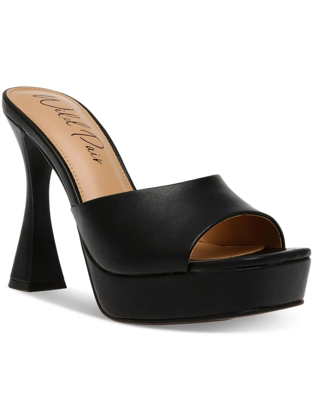 Rajaa Womens Faux Leather Peep-Toe Platform Sandals