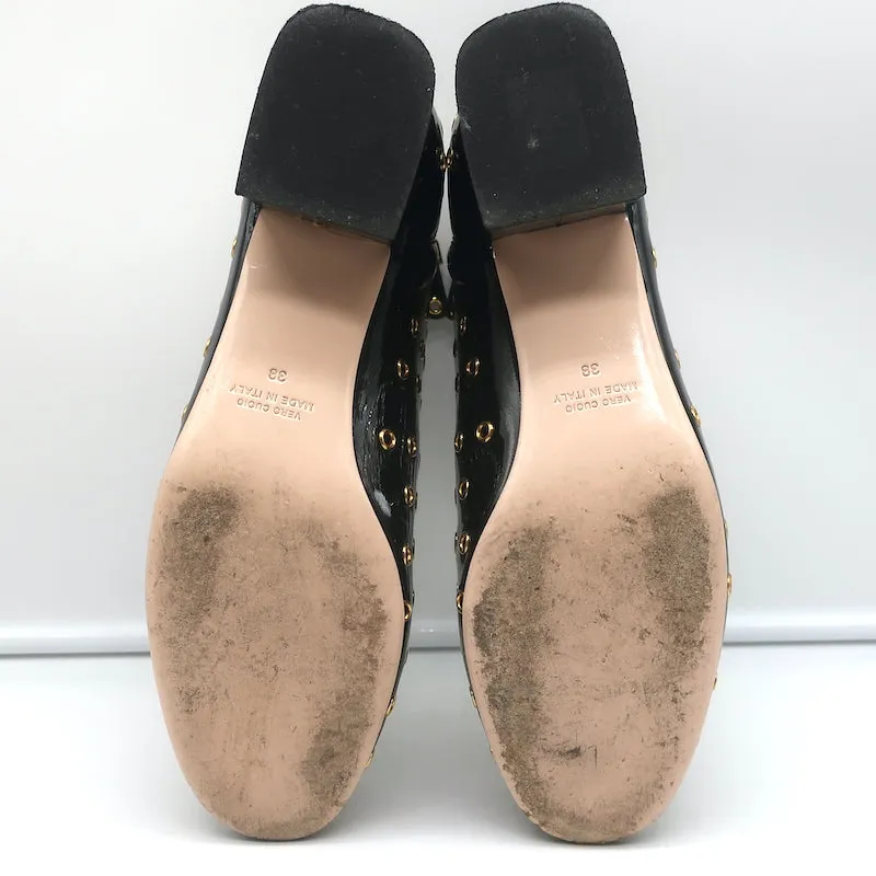 RED Valentino Gromet-Embellished Ankle Boots Black Patent Leather Size 38