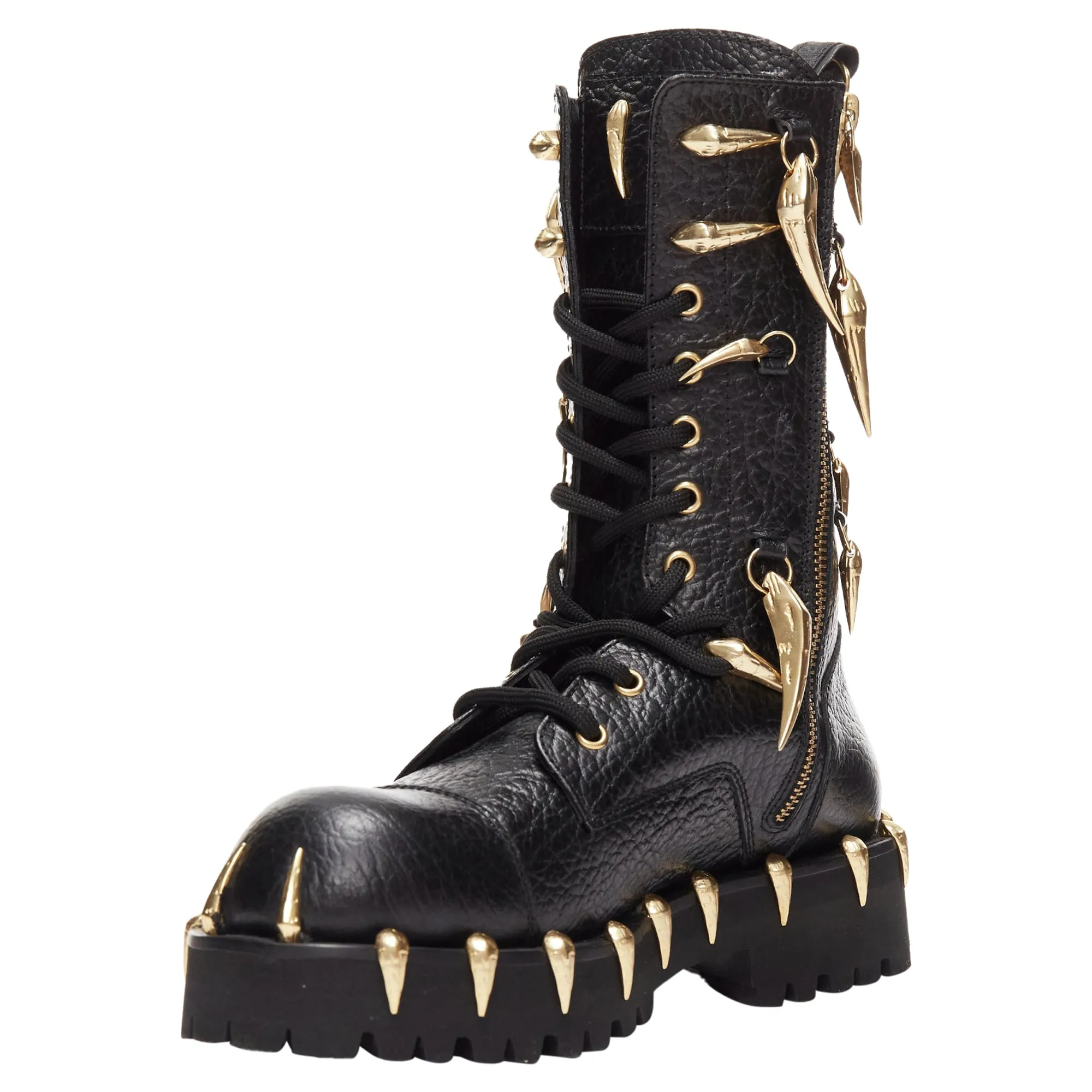 Roberto Cavalli horn charm embellished combat boots