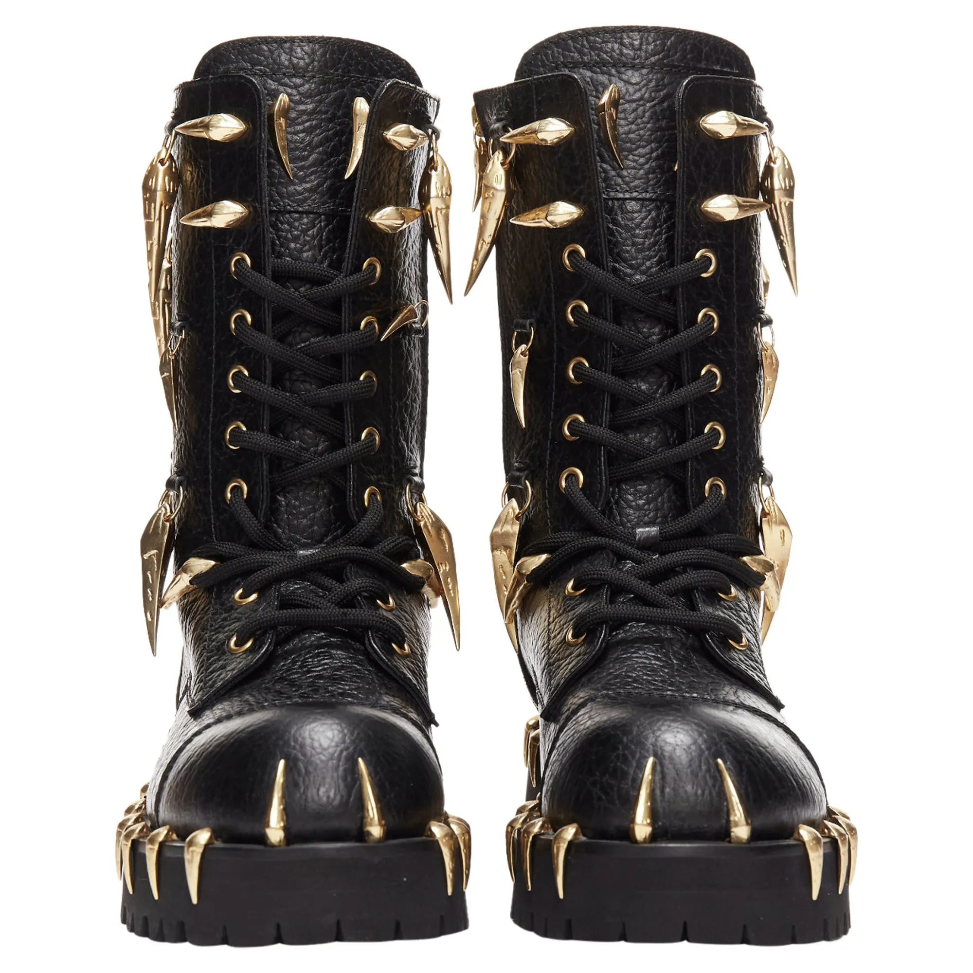 Roberto Cavalli horn charm embellished combat boots