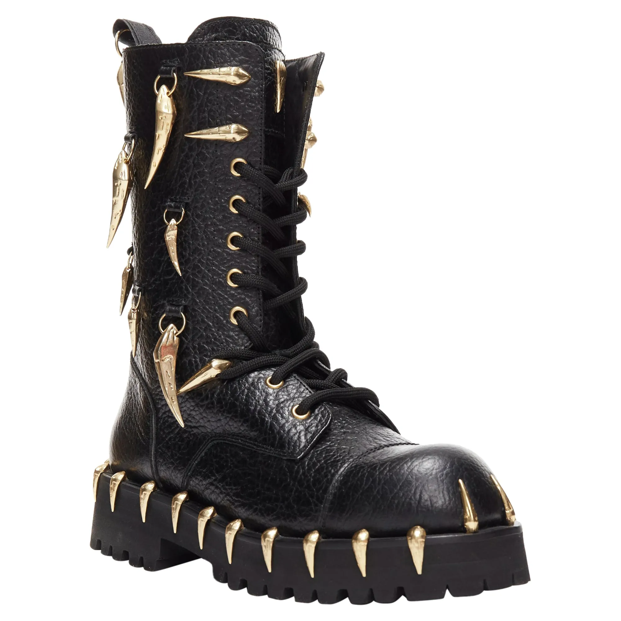Roberto Cavalli horn charm embellished combat boots