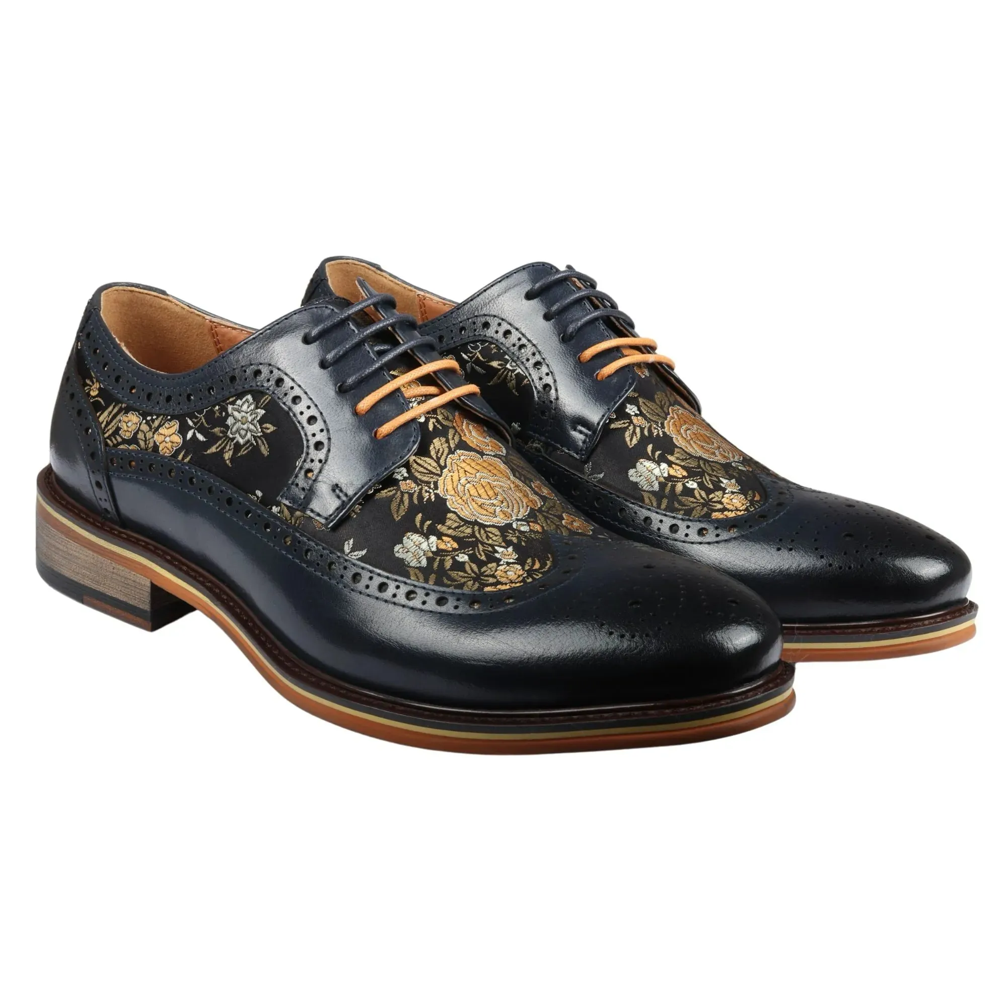 Ross Floral Print Leather Brogue Shoes