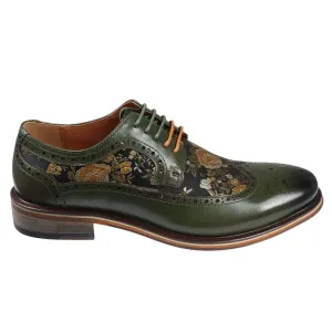 Ross Floral Print Leather Brogue Shoes