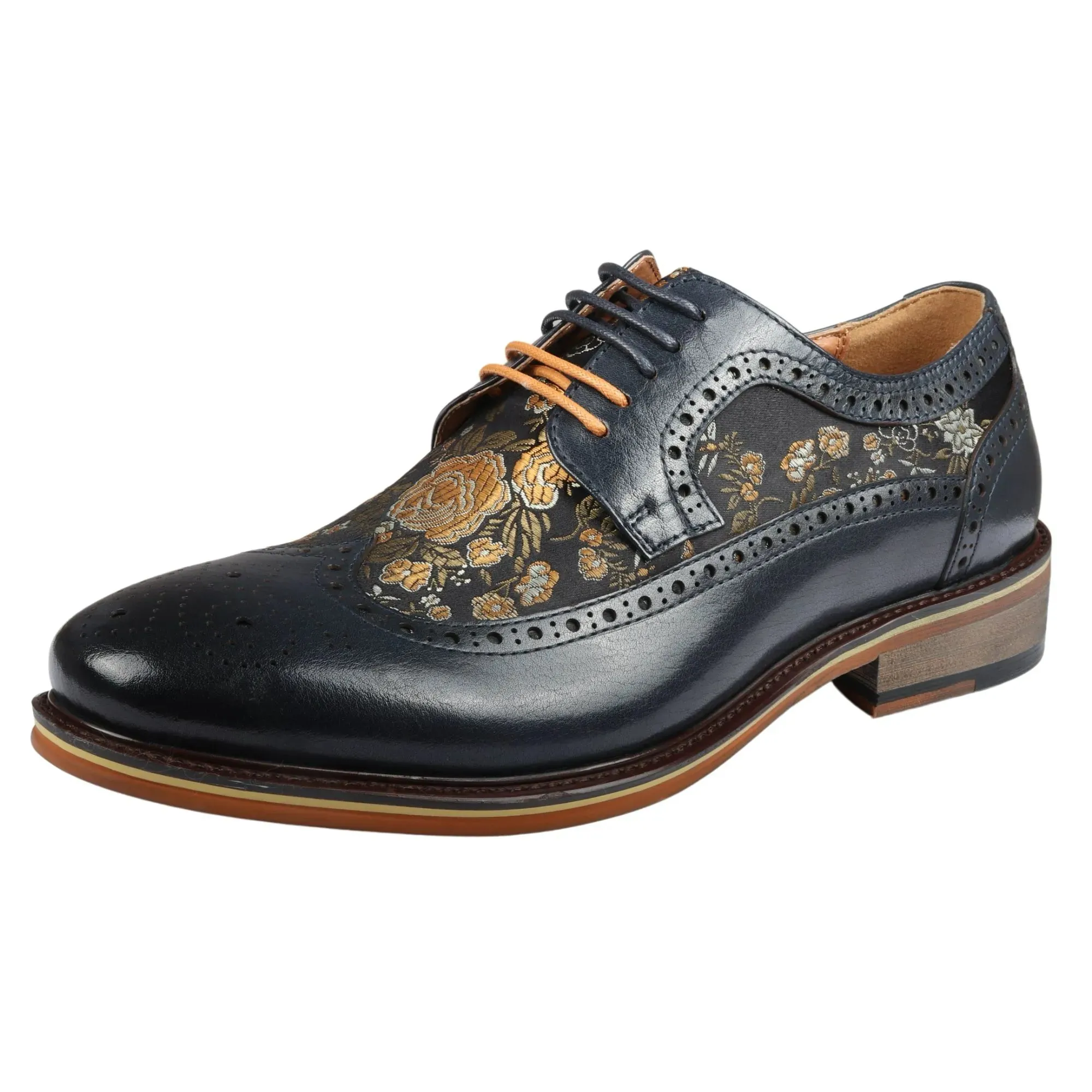 Ross Floral Print Leather Brogue Shoes