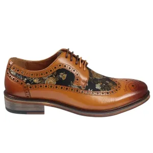 Ross Floral Print Leather Brogue Shoes