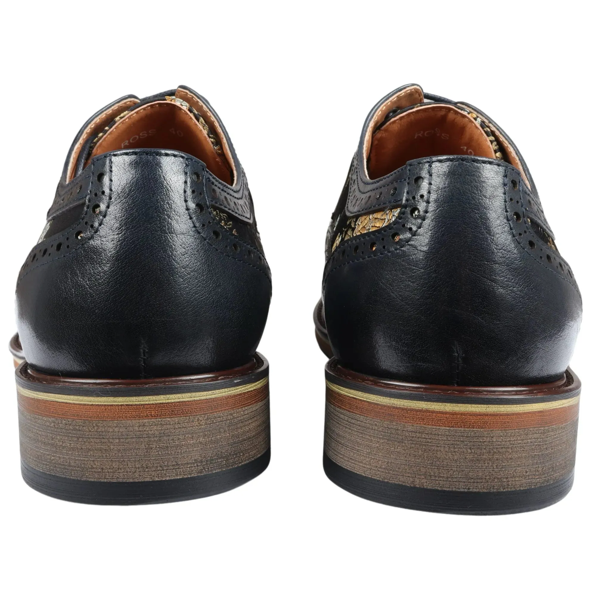 Ross Floral Print Leather Brogue Shoes