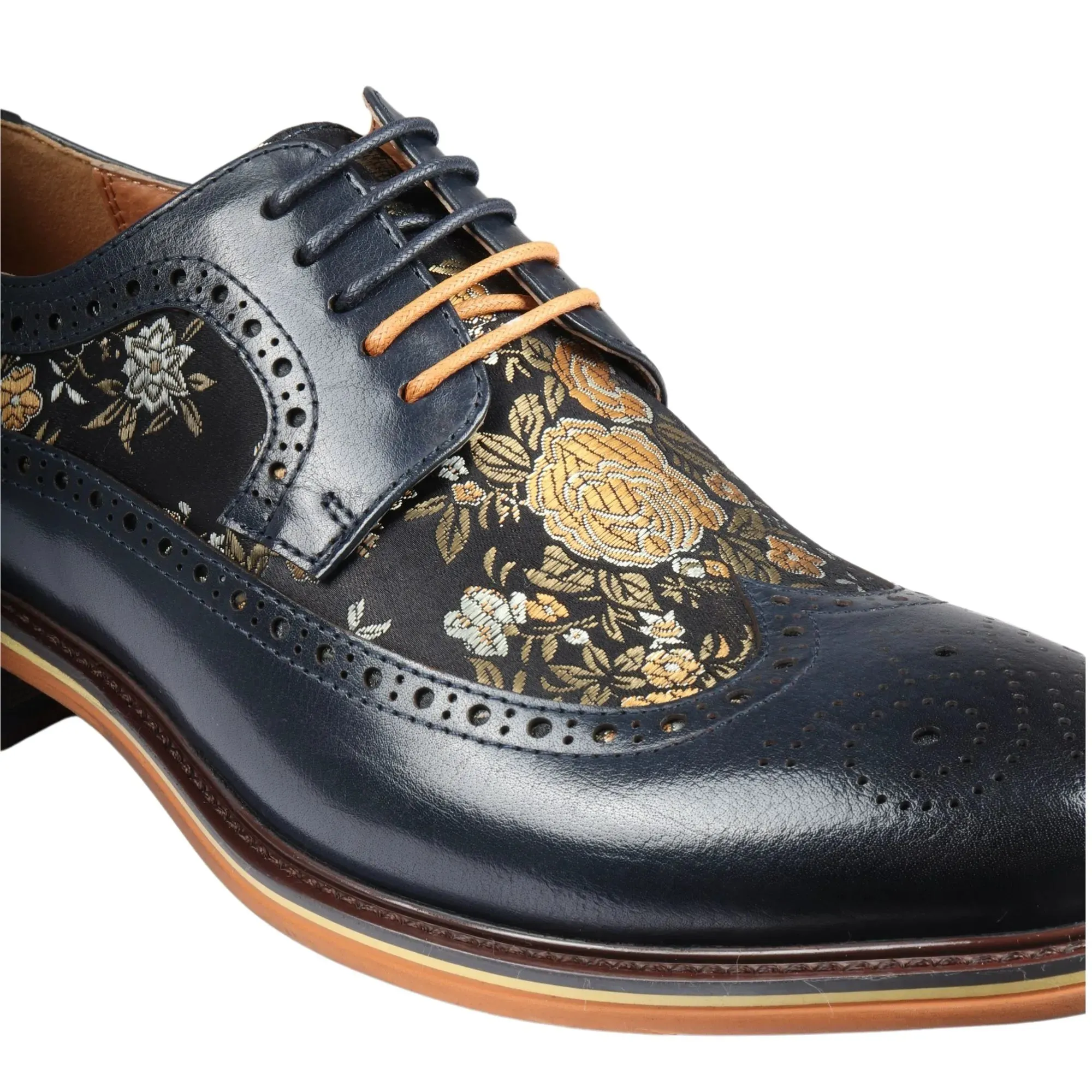 Ross Floral Print Leather Brogue Shoes