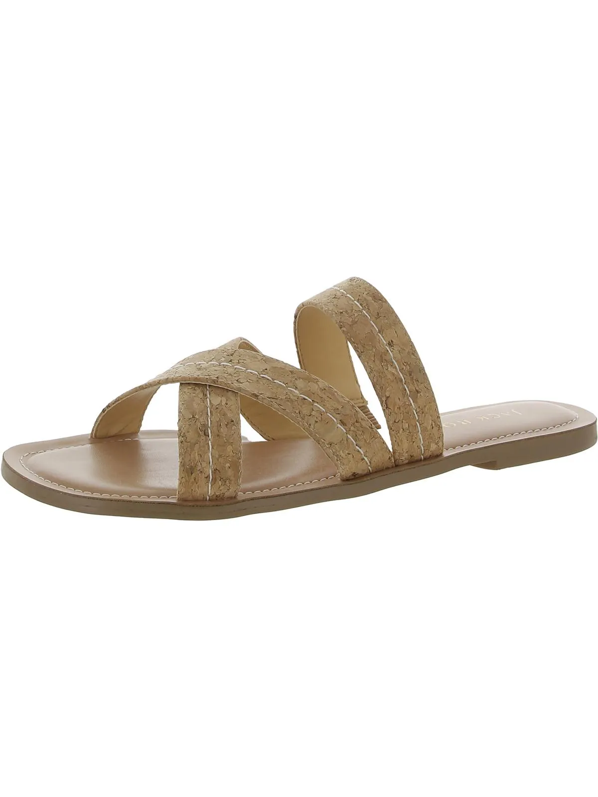 Sara Stitch Womens Criss-Cross Front Slip-On Slide Sandals