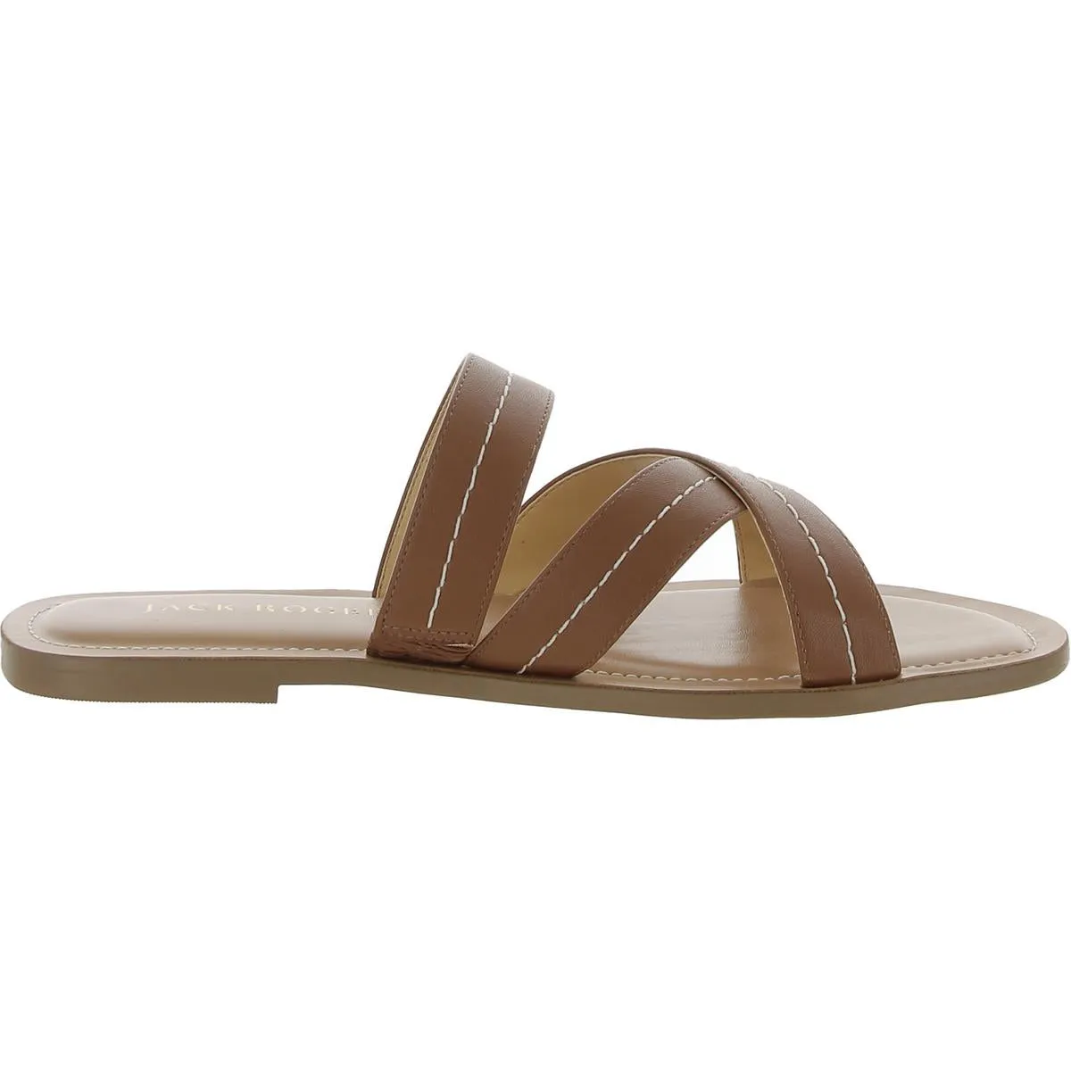 Sara Stitch Womens Criss-Cross Front Slip-On Slide Sandals