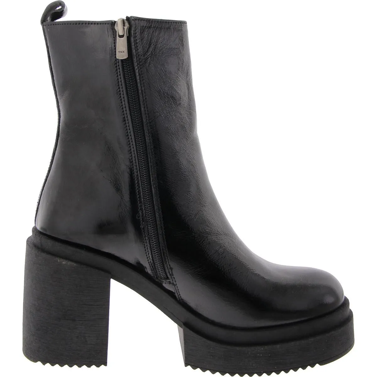 Sawyer Womens Patent Leather Block Heel Ankle Boots
