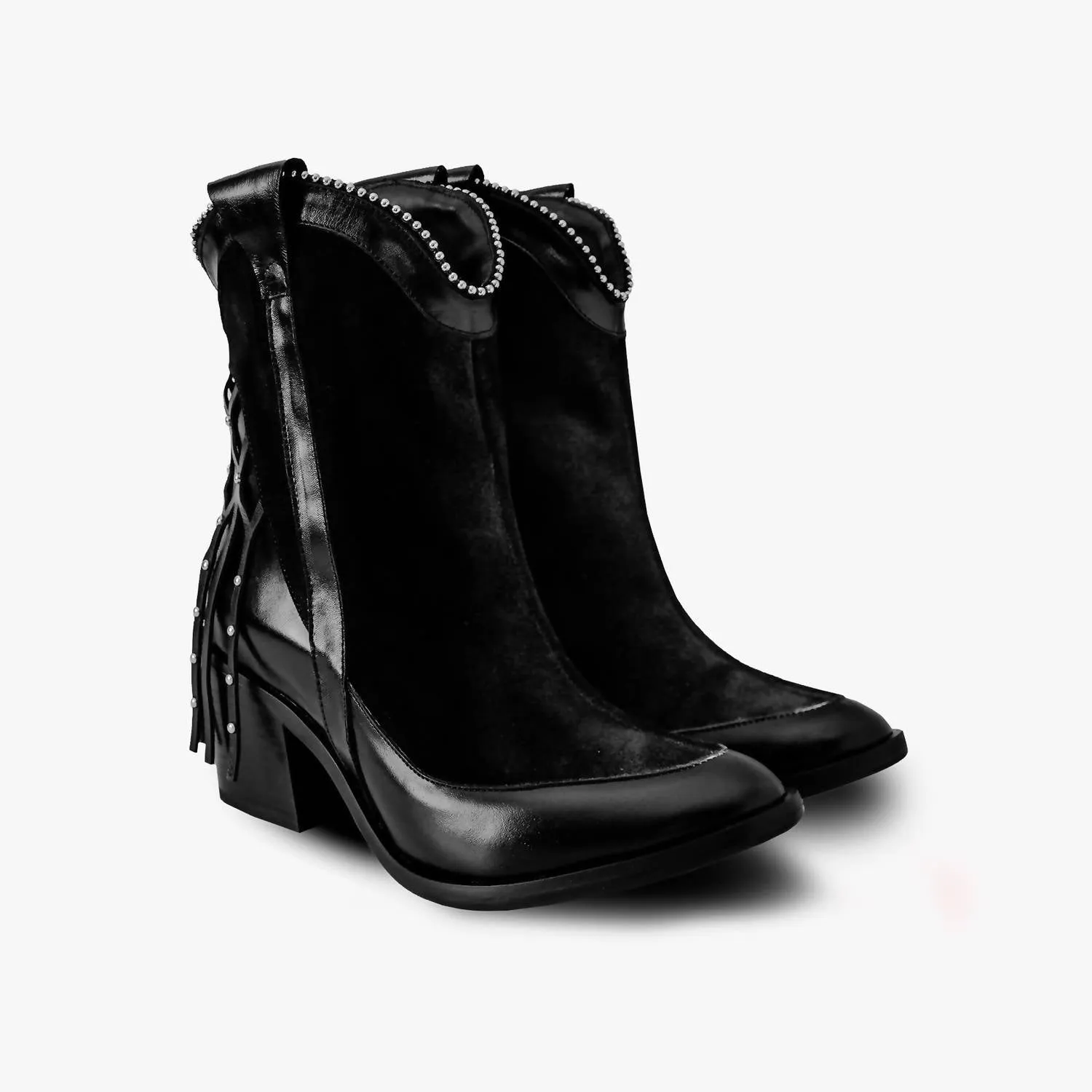 Short Boots In Black Denim