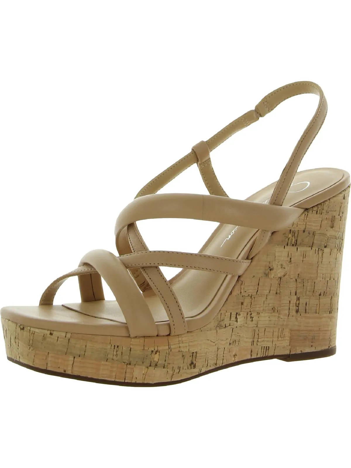 Simina Womens Leather Strappy Wedge Sandals