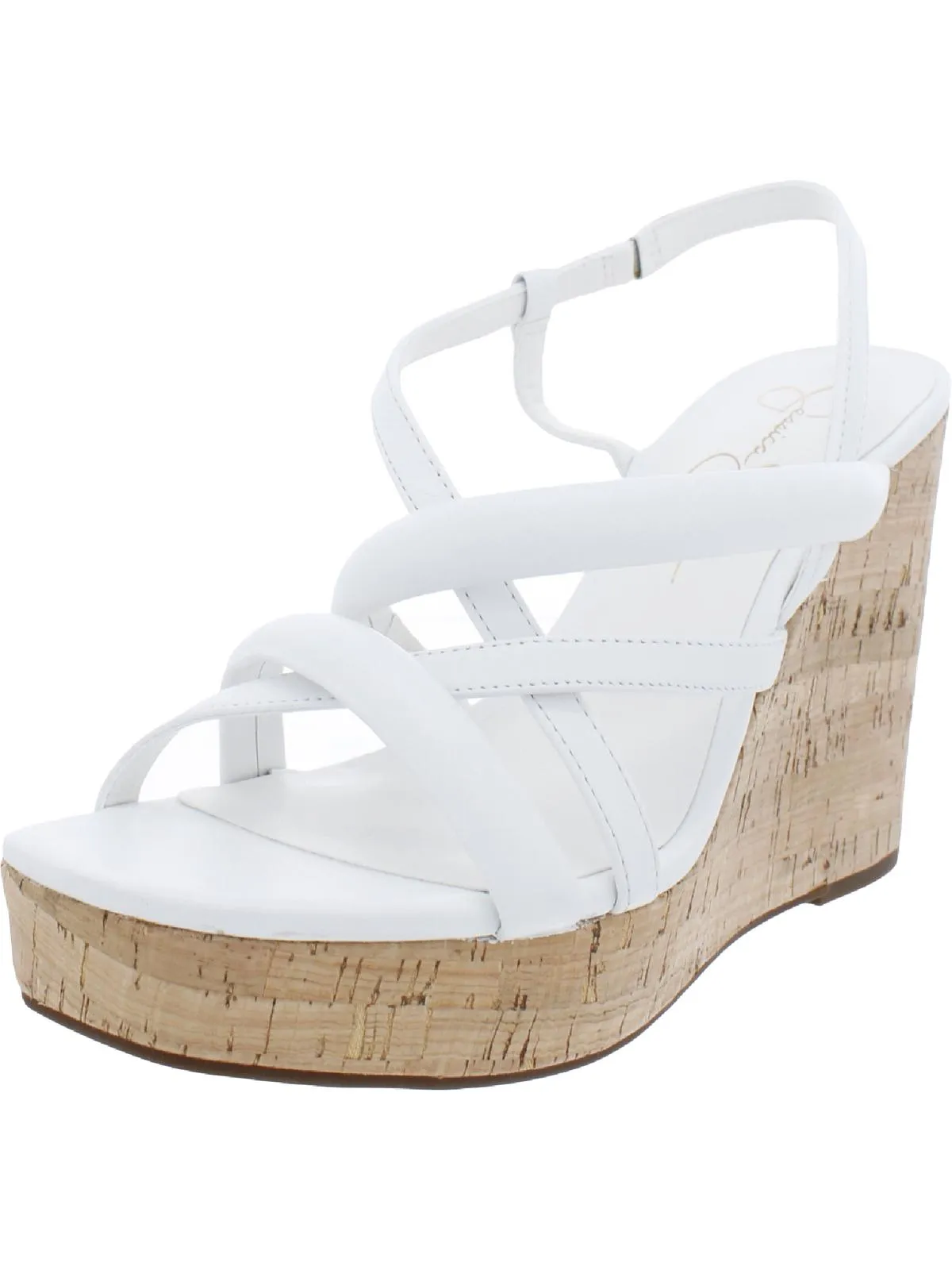 Simina Womens Leather Strappy Wedge Sandals