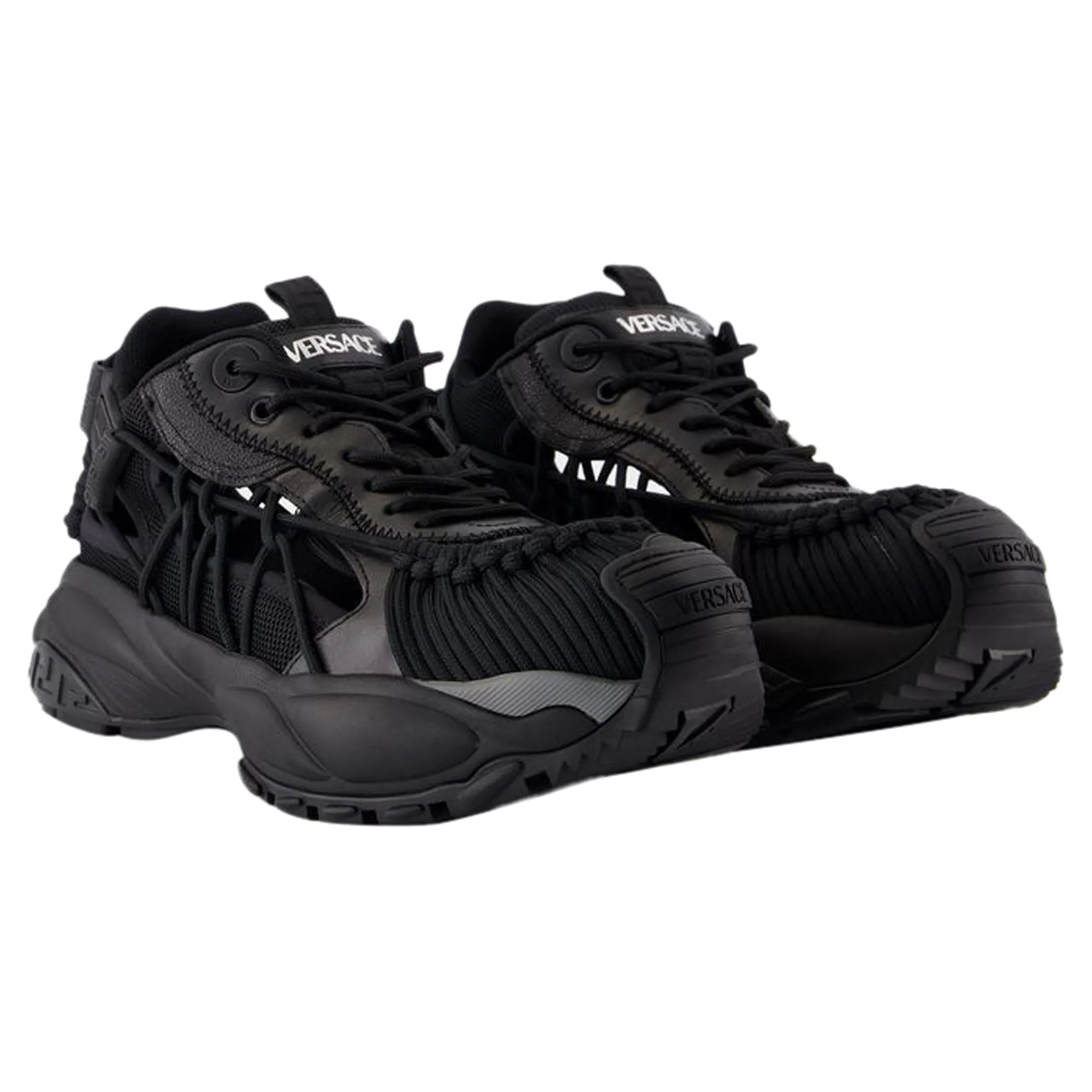 Sneakers - Versace - Leather - Black