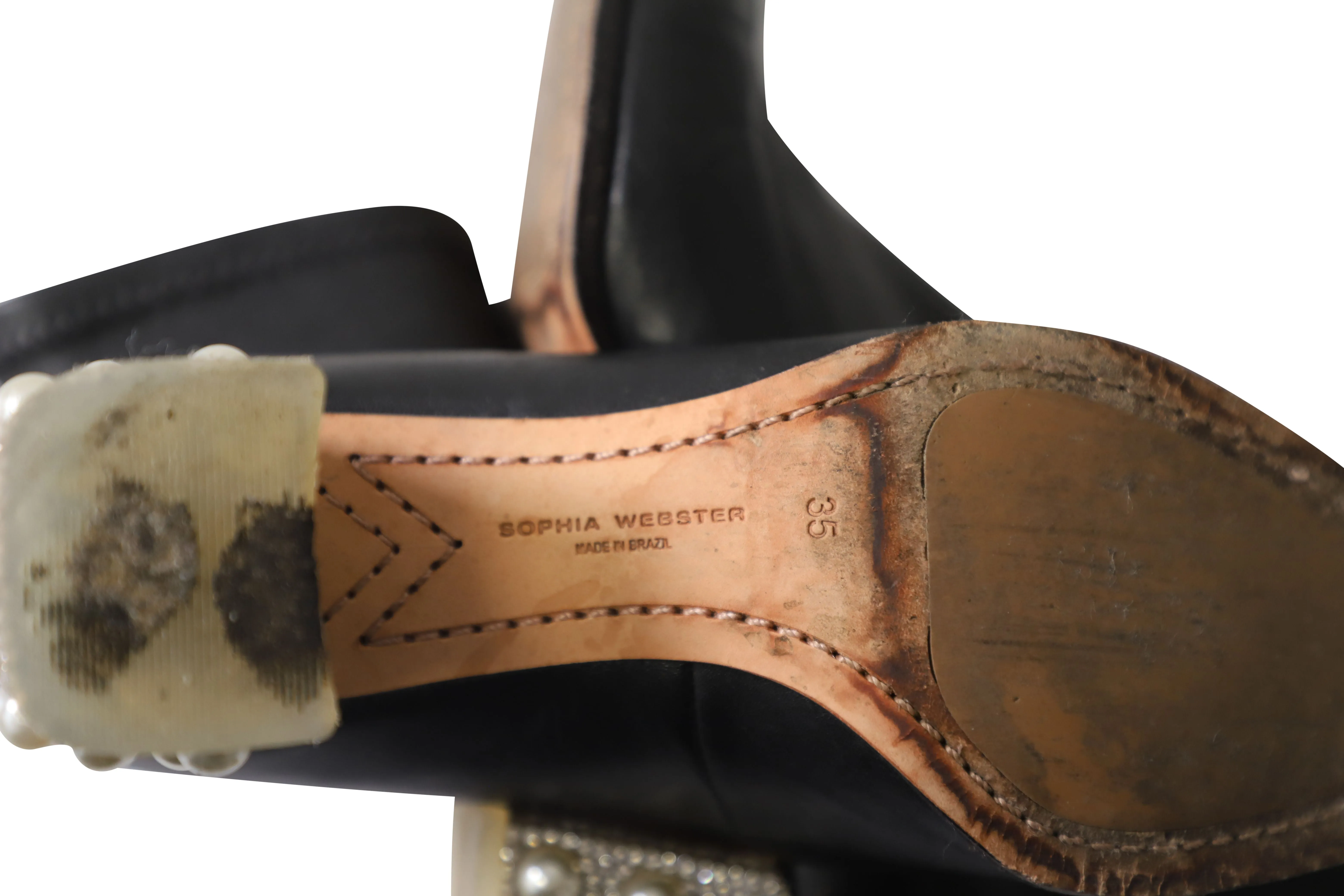 Sophia Webster Embellished Heel ankle Boots in Black Leather