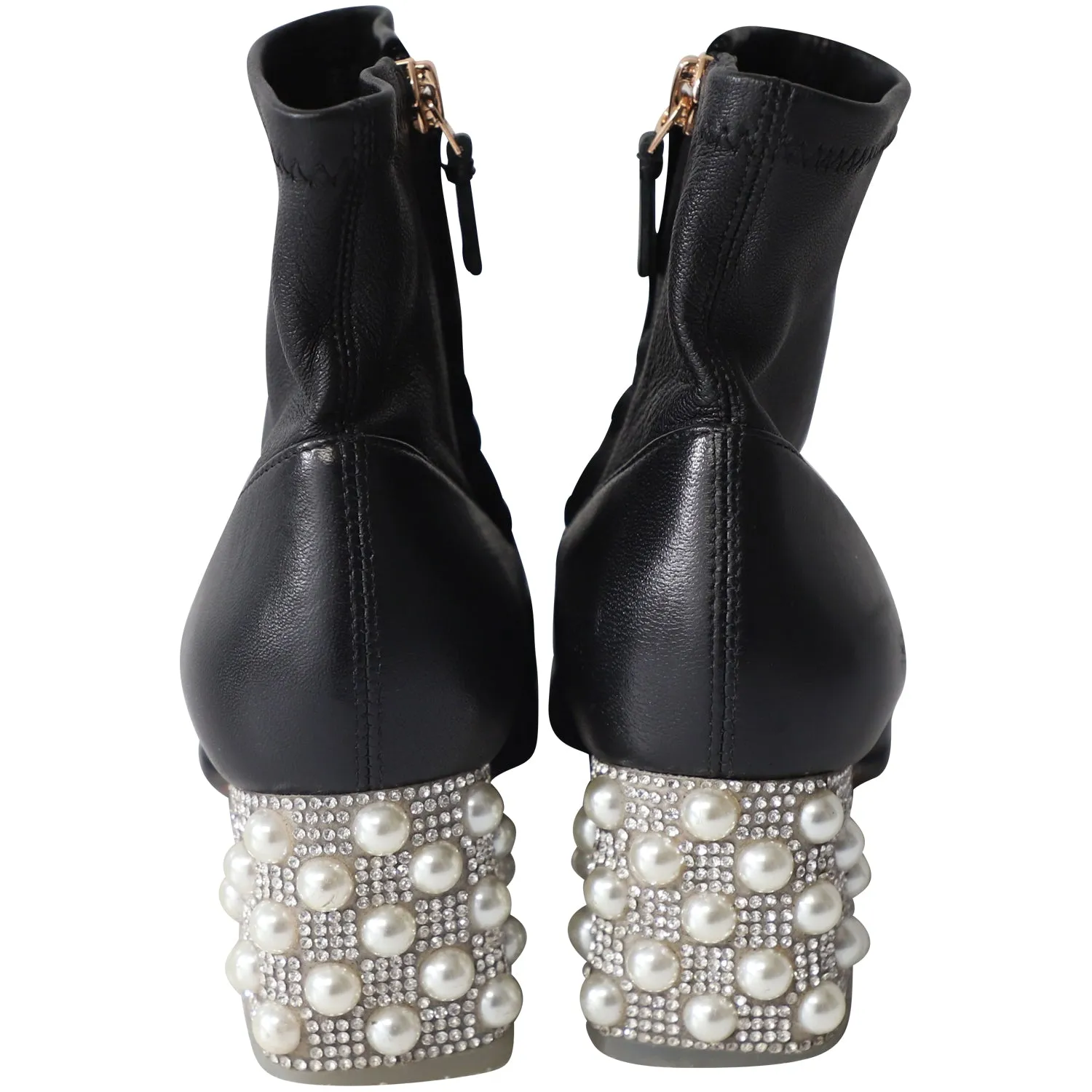 Sophia Webster Embellished Heel ankle Boots in Black Leather