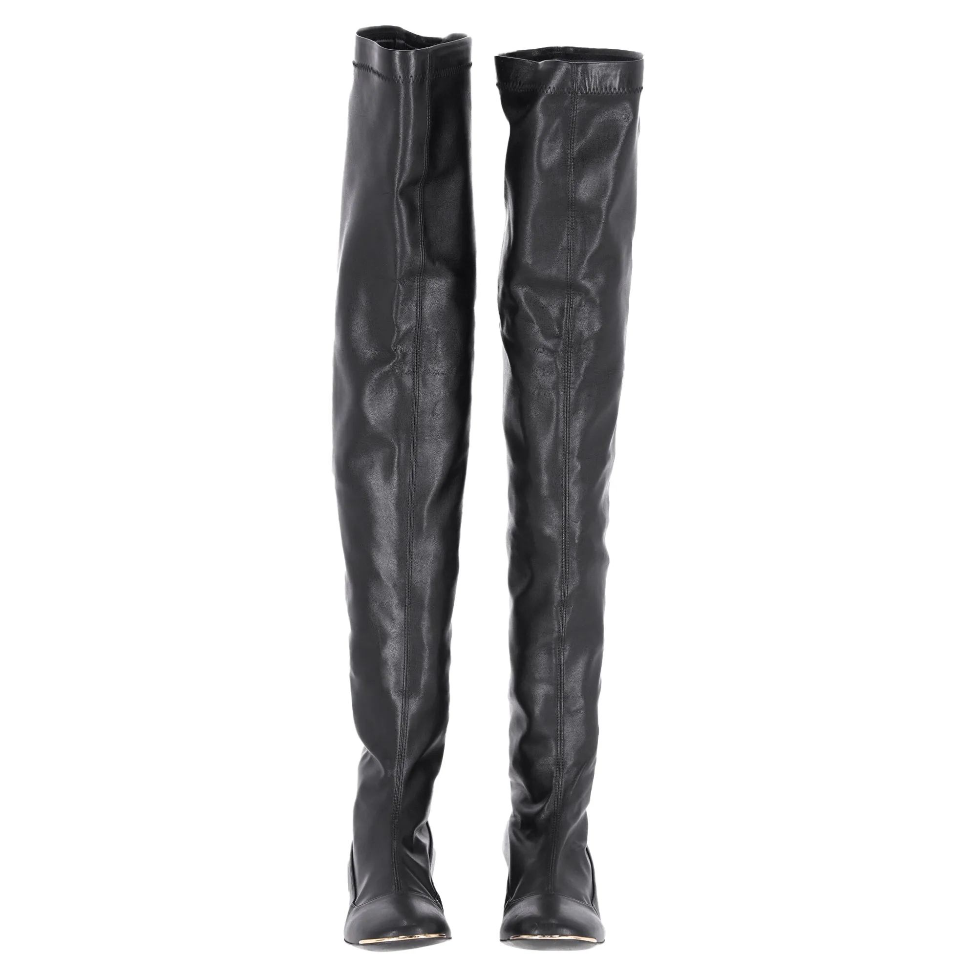 Stella Mccartney Over The Knee Heeled Boots in Black Leather
