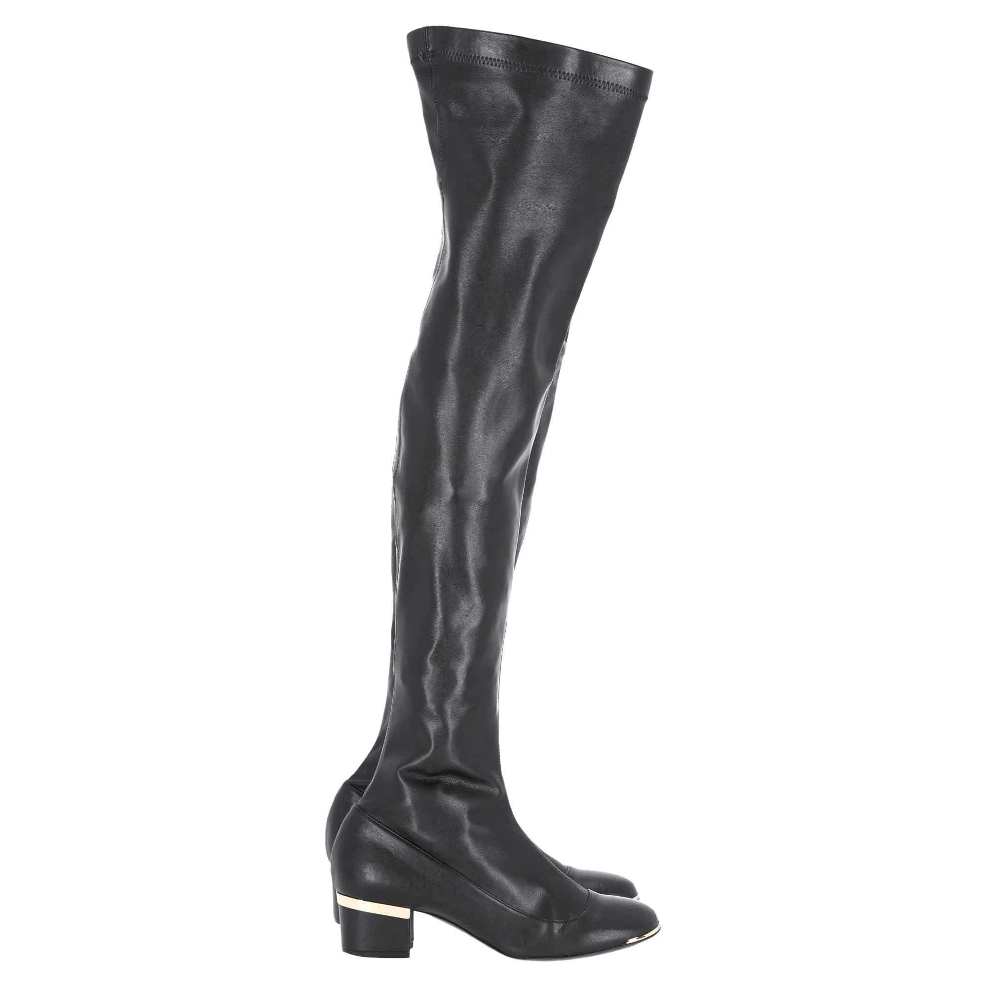 Stella Mccartney Over The Knee Heeled Boots in Black Leather