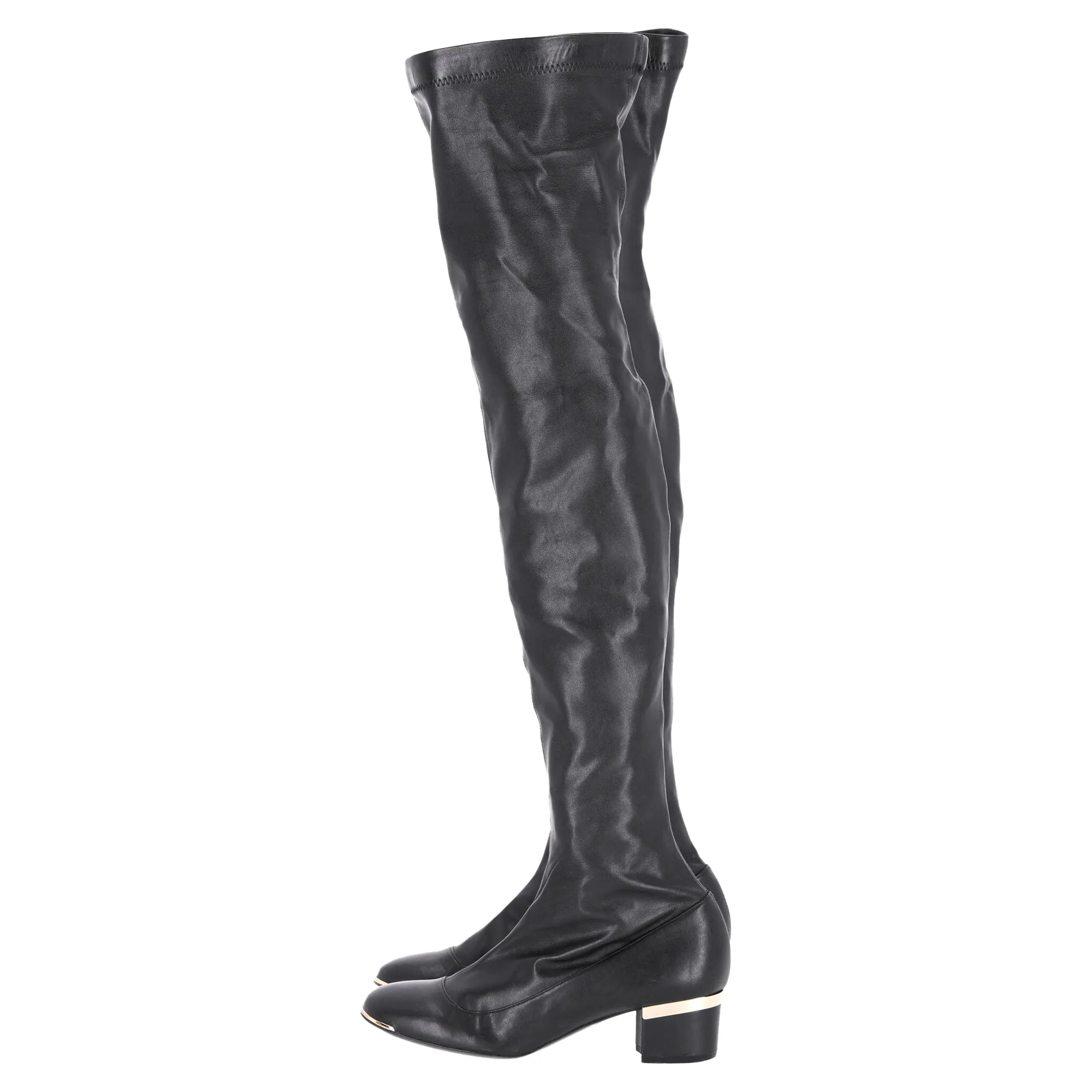 Stella Mccartney Over The Knee Heeled Boots in Black Leather