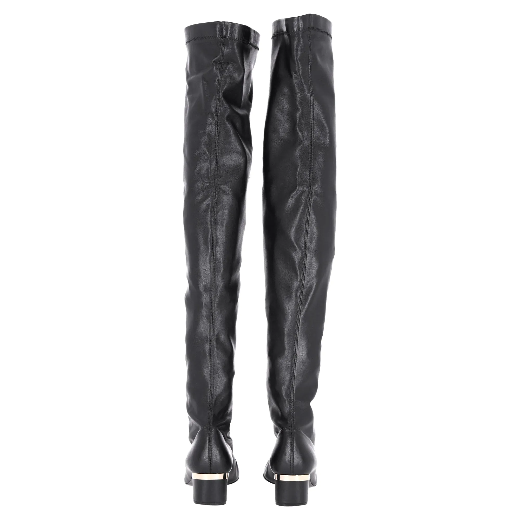 Stella Mccartney Over The Knee Heeled Boots in Black Leather