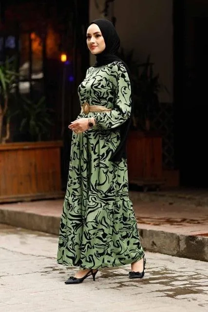 Straw Belt Hijab Dresses For Women
