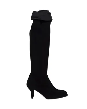 Stuart Weitzman Tieland Over-The-Knee Boots in Black Suede