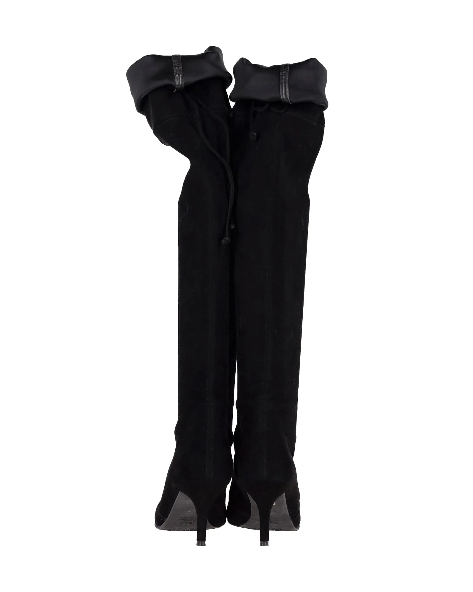 Stuart Weitzman Tieland Over-The-Knee Boots in Black Suede