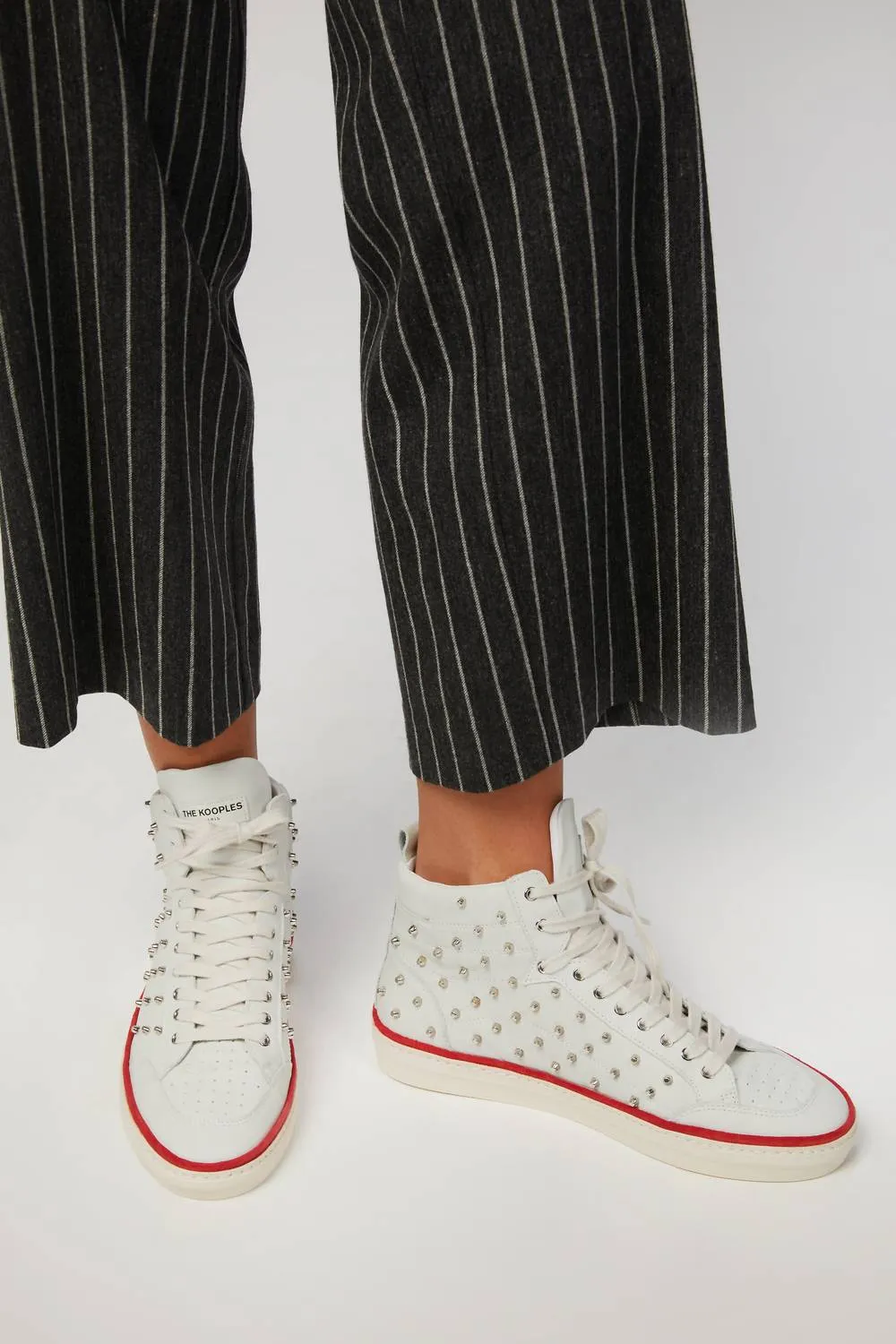 Studded Leather Sneaker In White