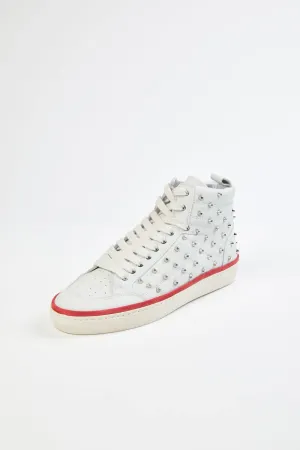 Studded Leather Sneaker In White