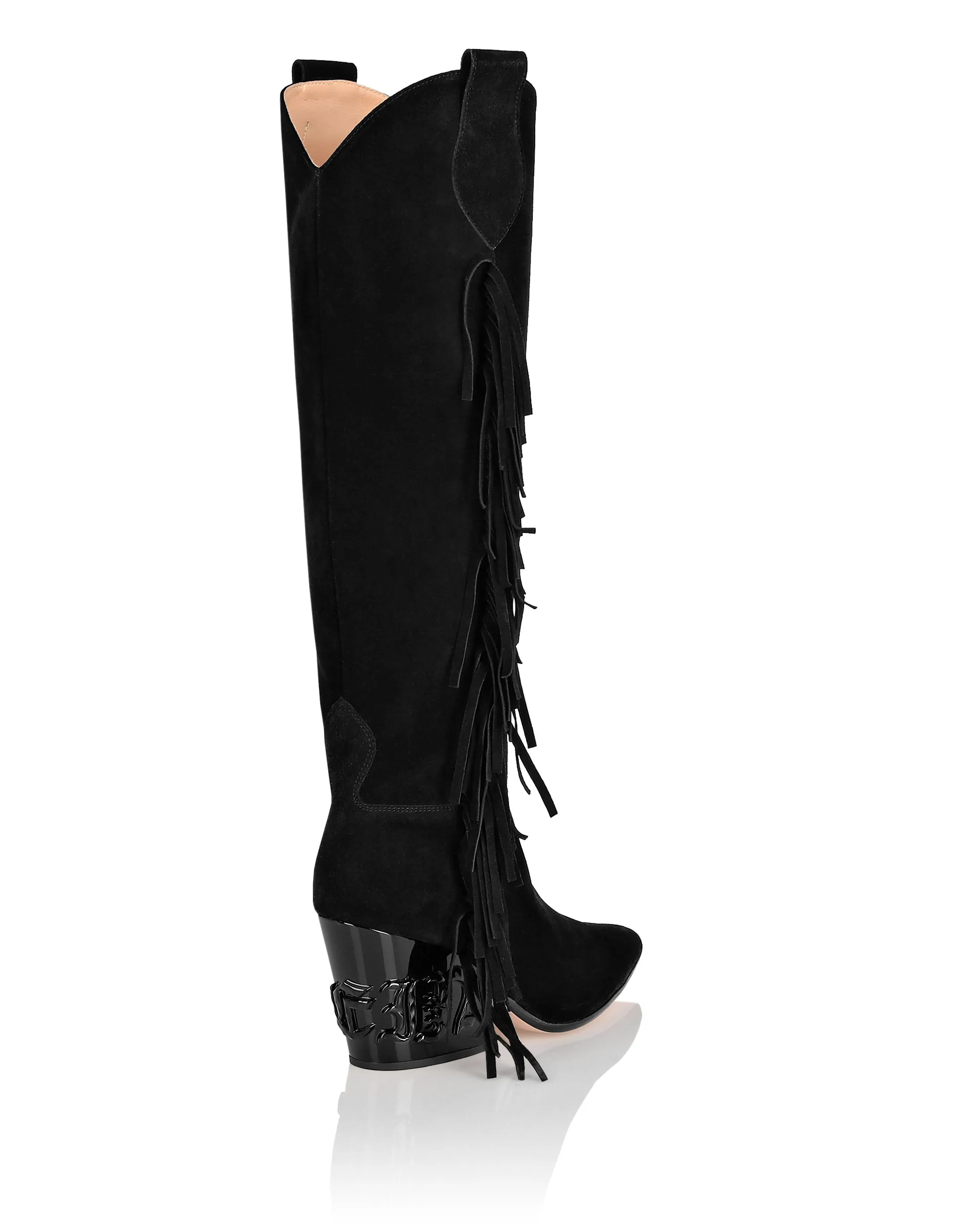 Suede Boots Mid Heels High Cowboy