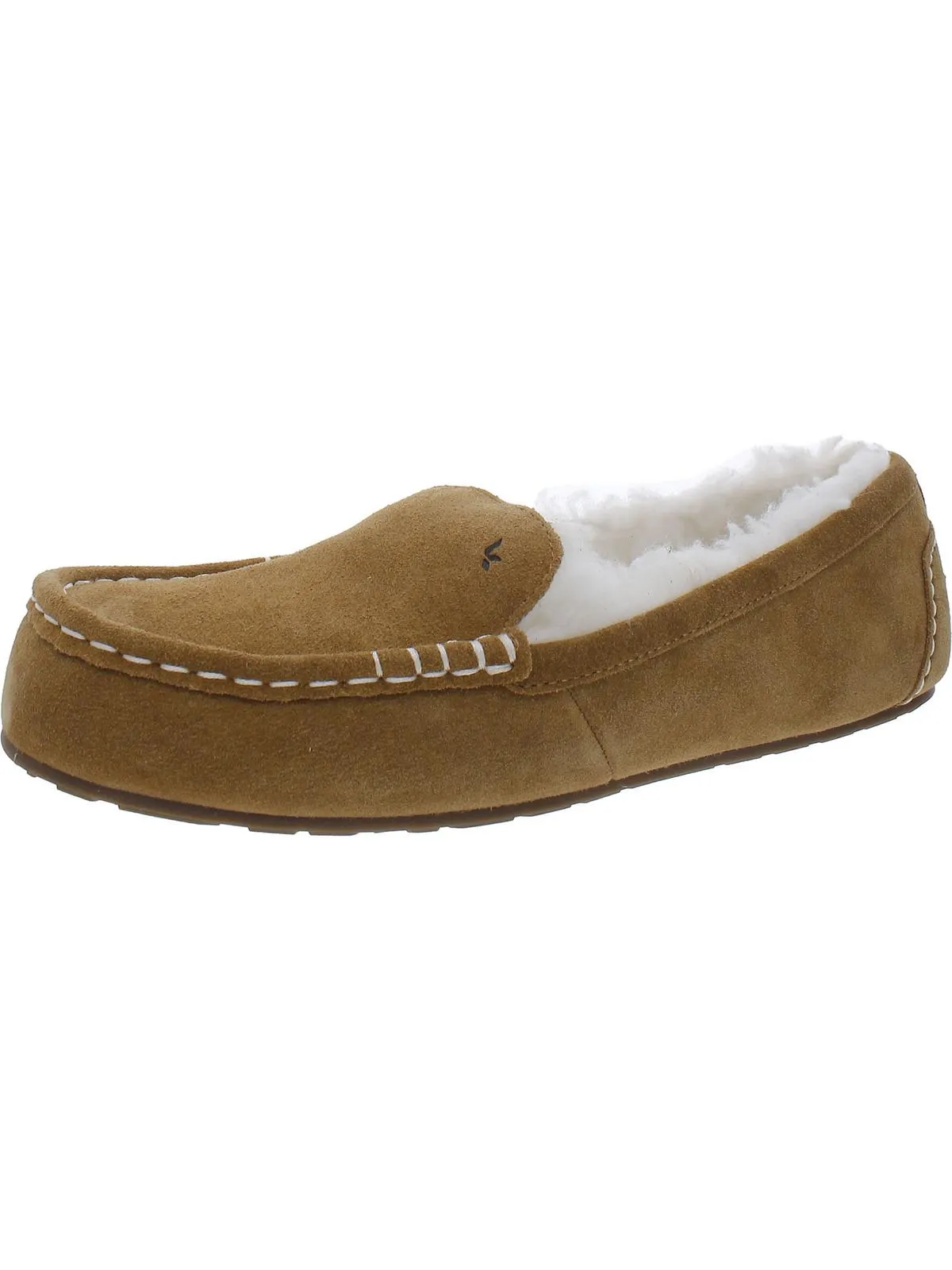 Tipton  Mens Suede Faux Fur Moccasin Slippers