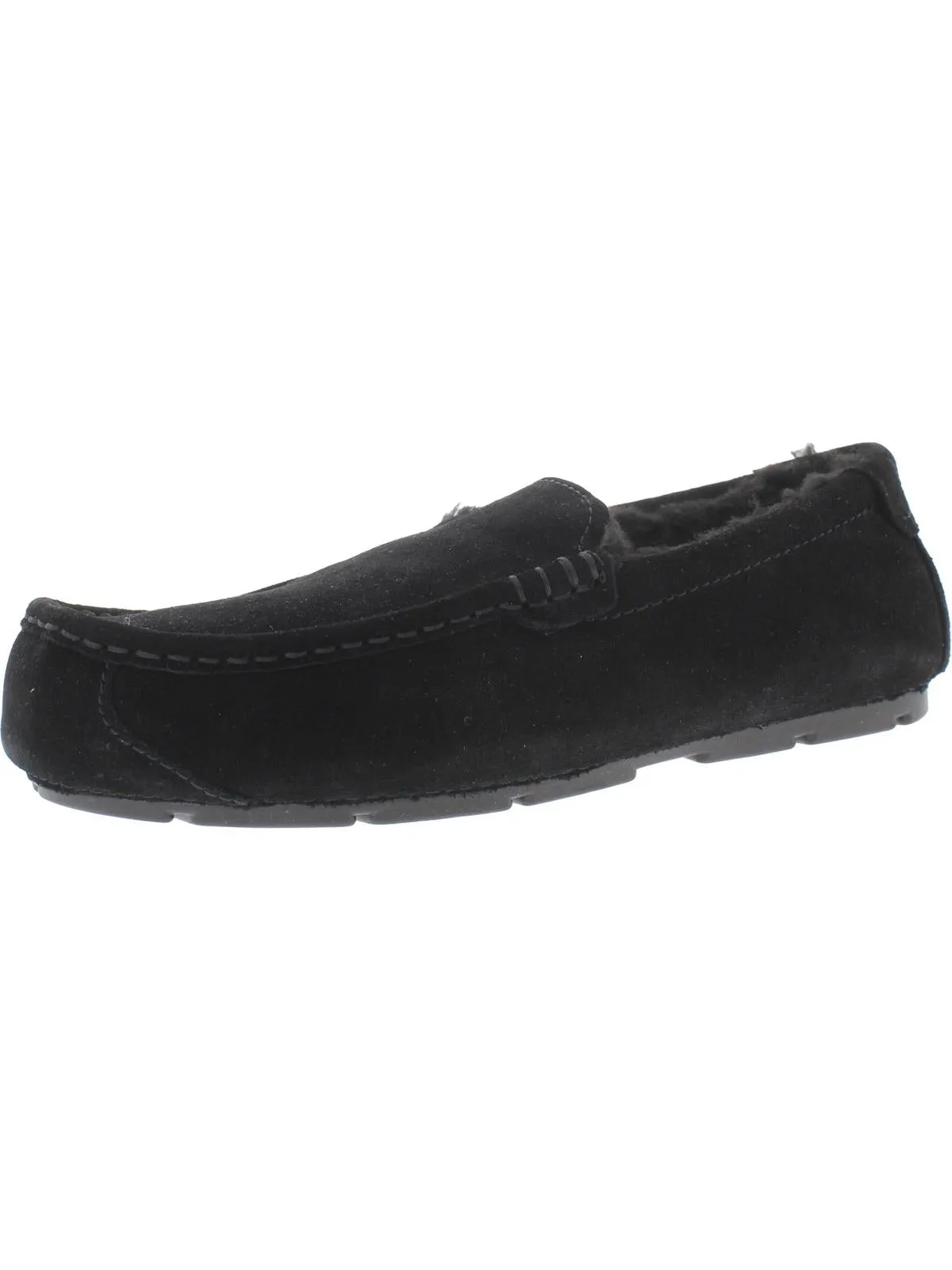 Tipton  Mens Suede Faux Fur Moccasin Slippers