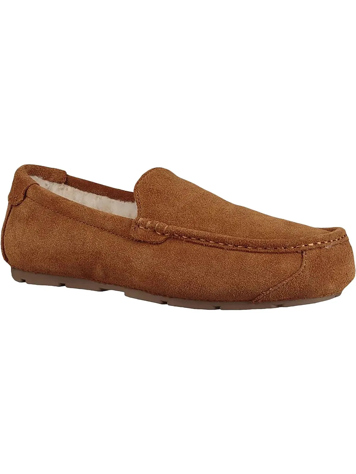 Tipton  Mens Suede Faux Fur Moccasin Slippers