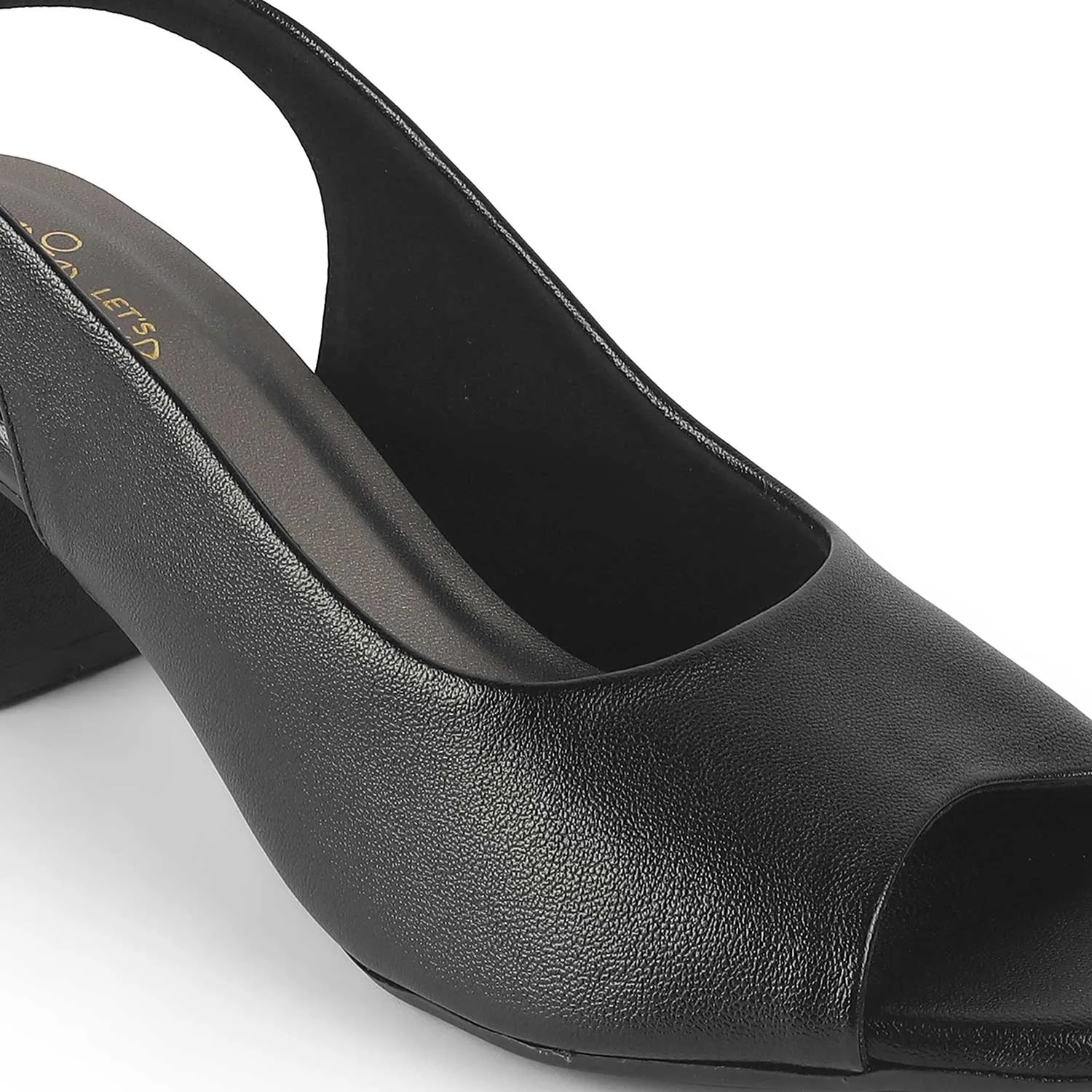 Tresmode Eden Black Women's Dress Block Heel Slingback Pumps
