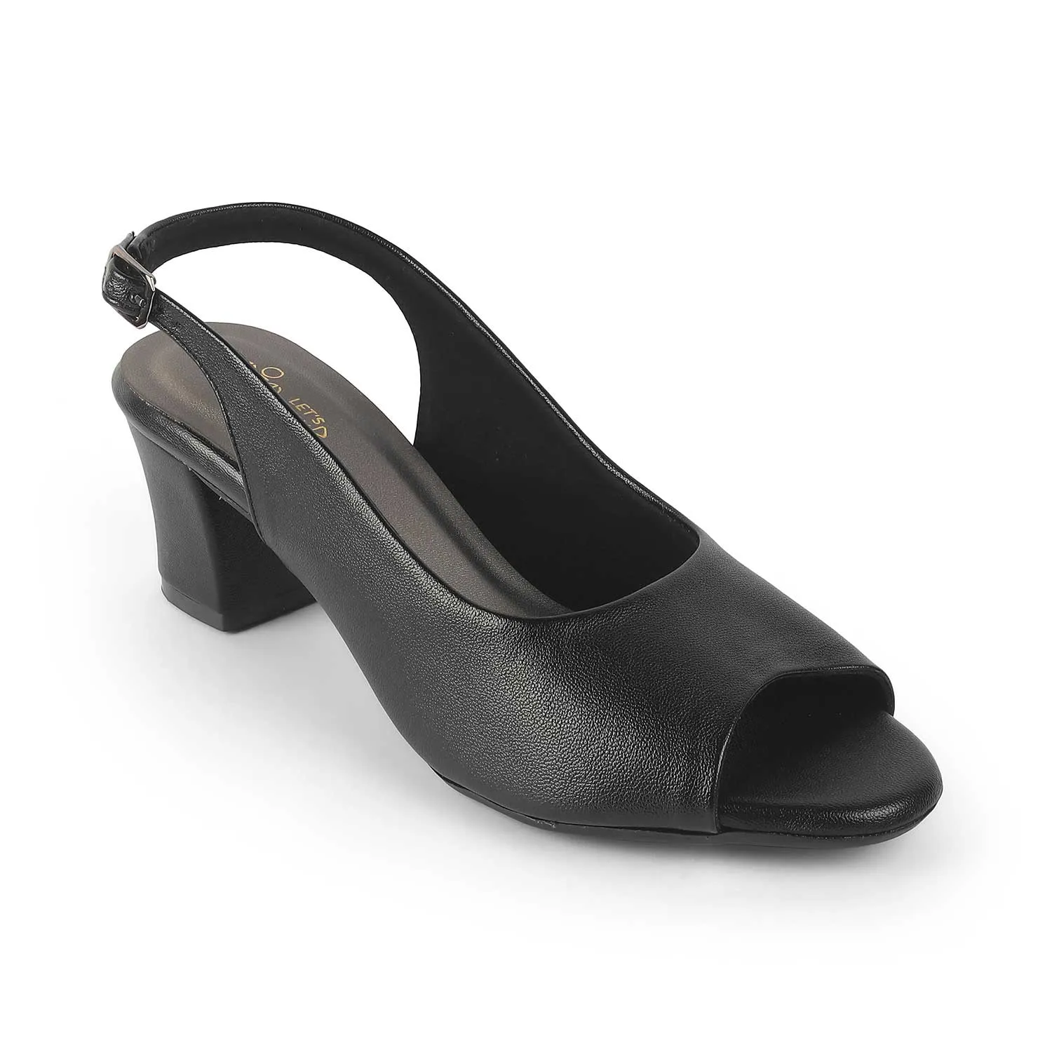 Tresmode Eden Black Women's Dress Block Heel Slingback Pumps