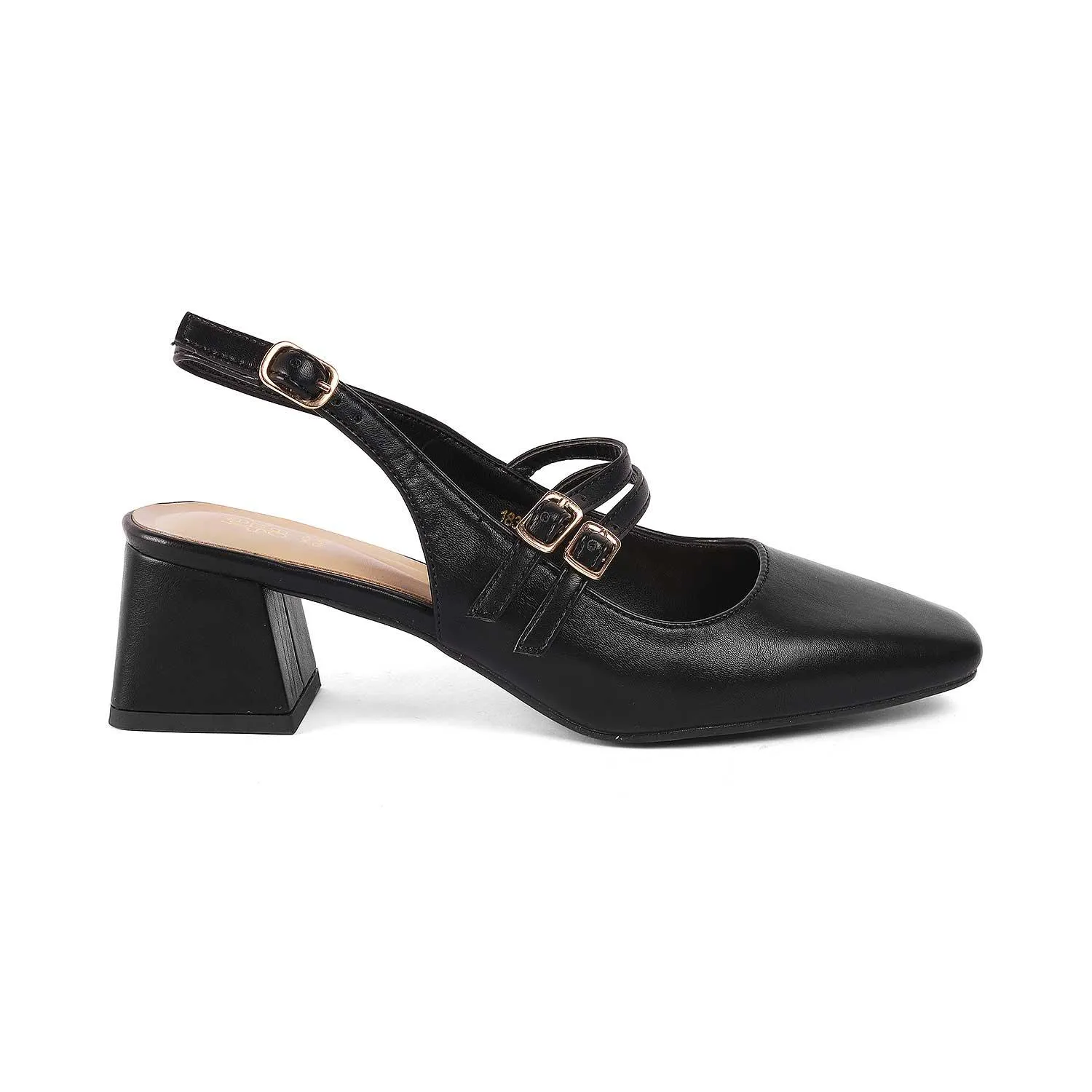 Tresmode Glampart Black Women's Dress Block Heel Slingback Pumps