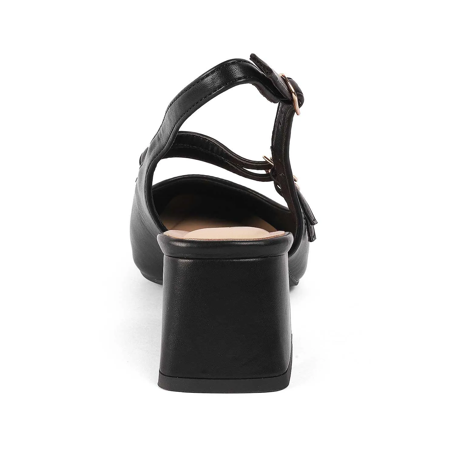 Tresmode Glampart Black Women's Dress Block Heel Slingback Pumps