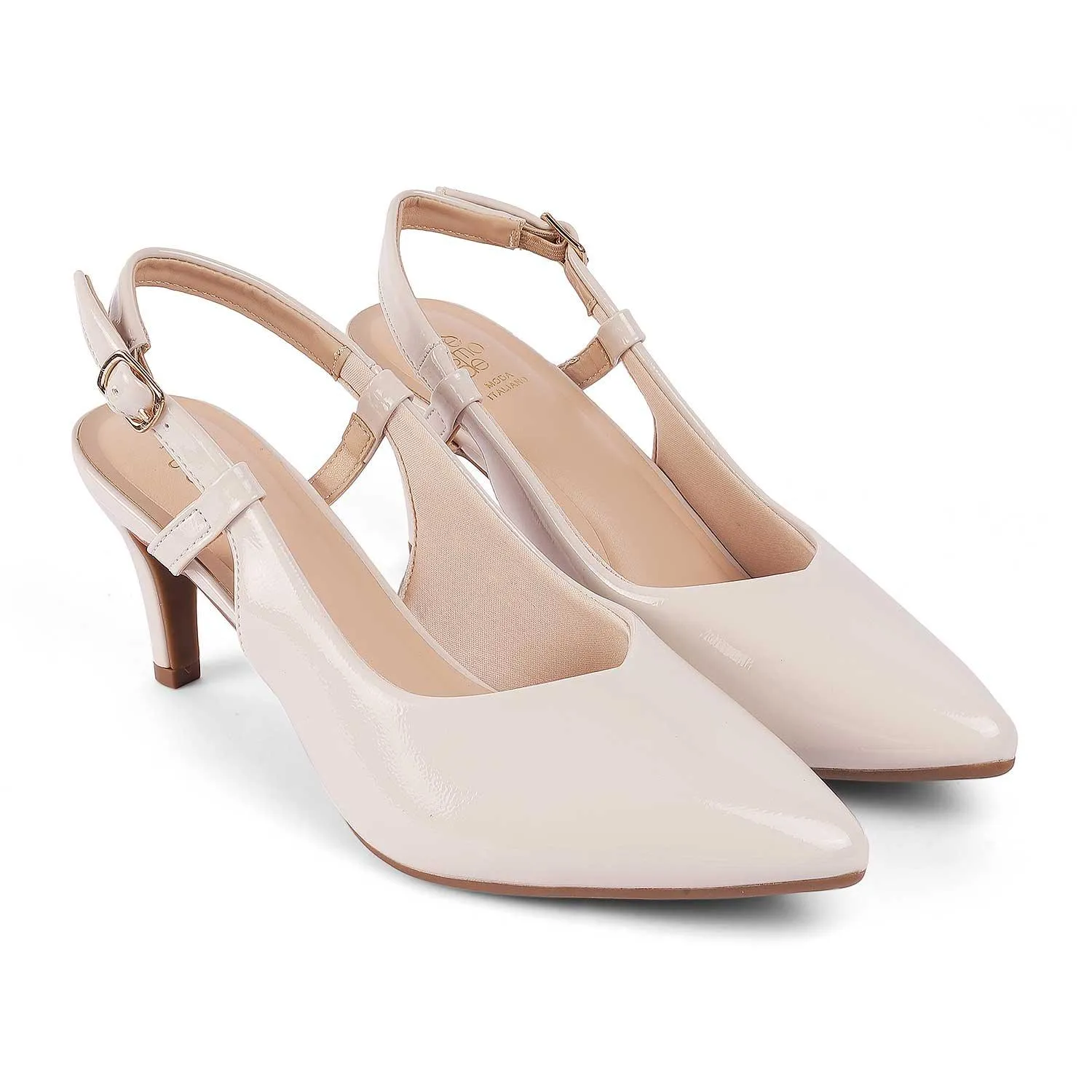 Tresmode Saka Off-white Women's Dress Slingback Pumps