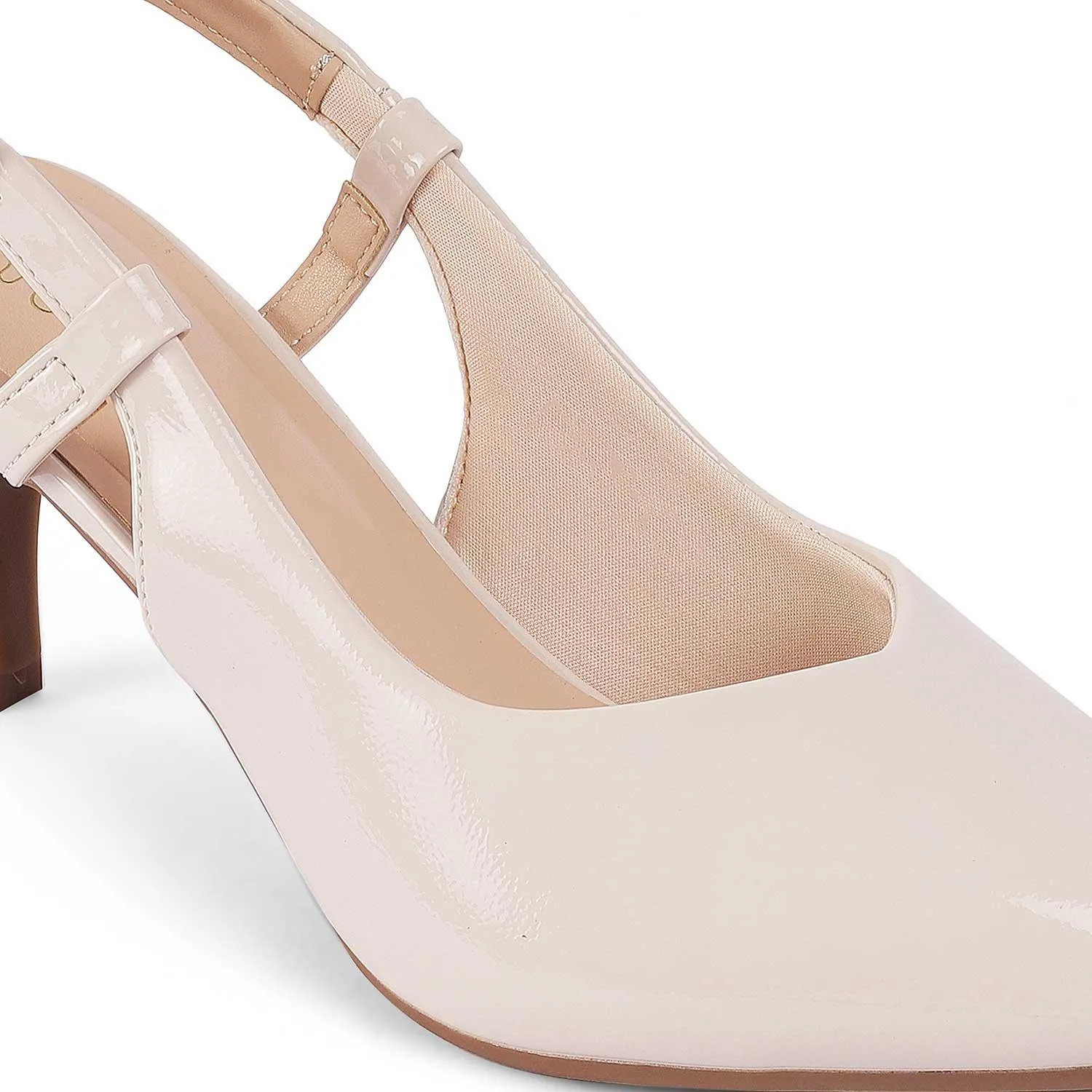 Tresmode Saka Off-white Women's Dress Slingback Pumps