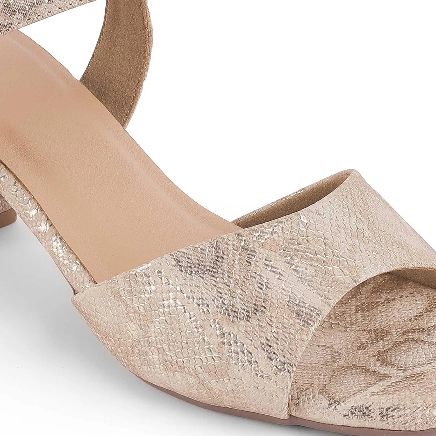 Tresmode Sanrep TMS-5 Gold Women's Dress Block Heel Sandals