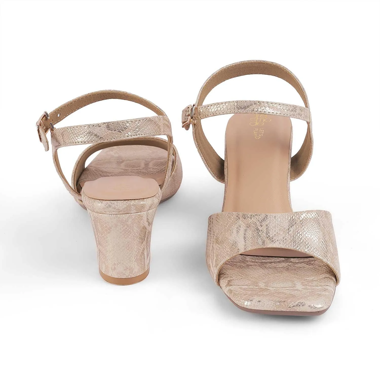 Tresmode Sanrep TMS-5 Gold Women's Dress Block Heel Sandals