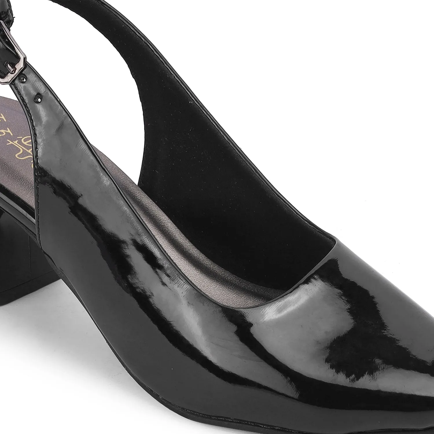 Tresmode Snump TMS-6 Black Women's Dress Block Heel Slingback Pumps