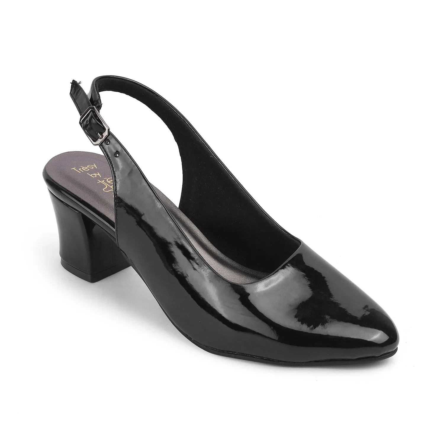 Tresmode Snump TMS-6 Black Women's Dress Block Heel Slingback Pumps