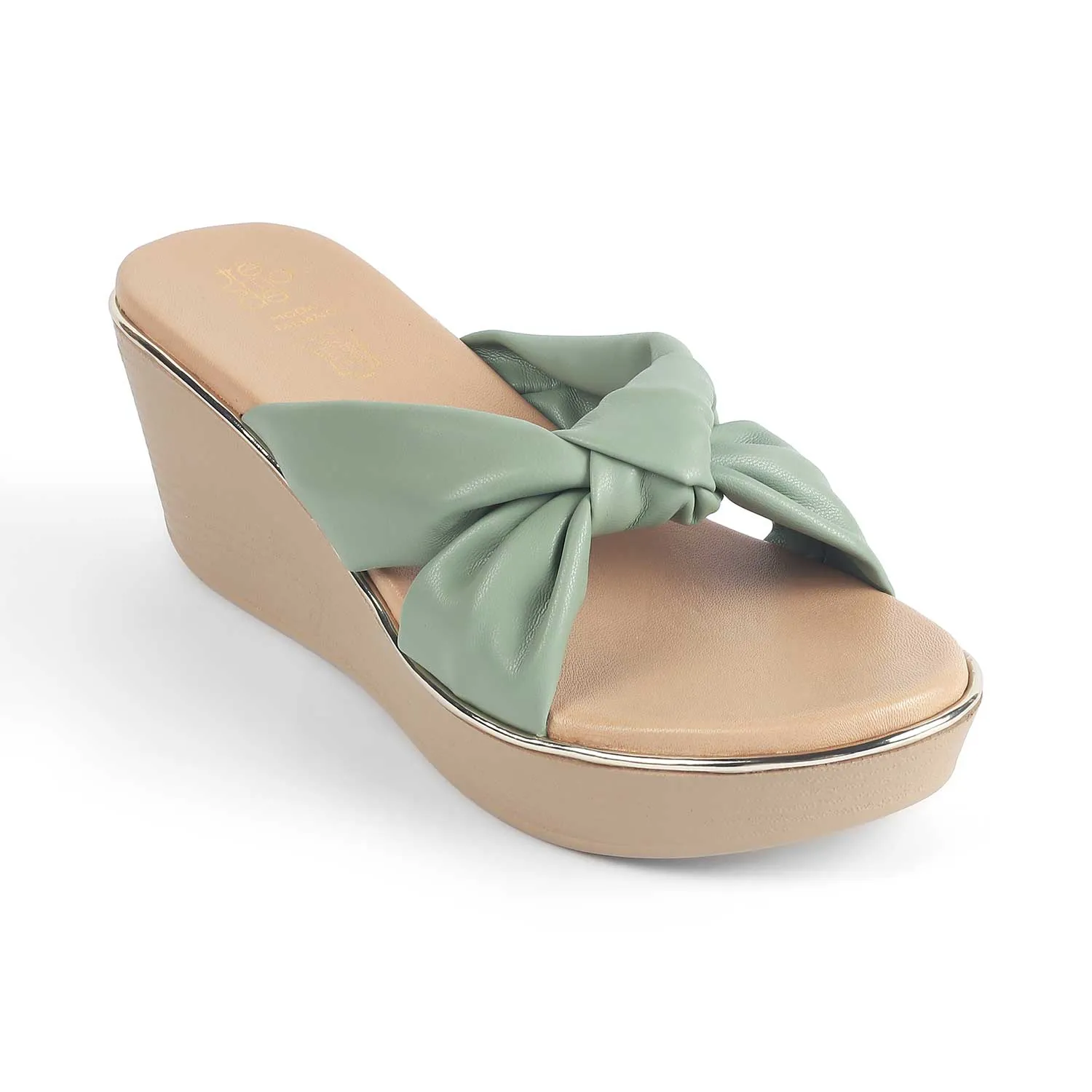 Tresmode Sof Green Women's Dress Wedge Heel Sandals