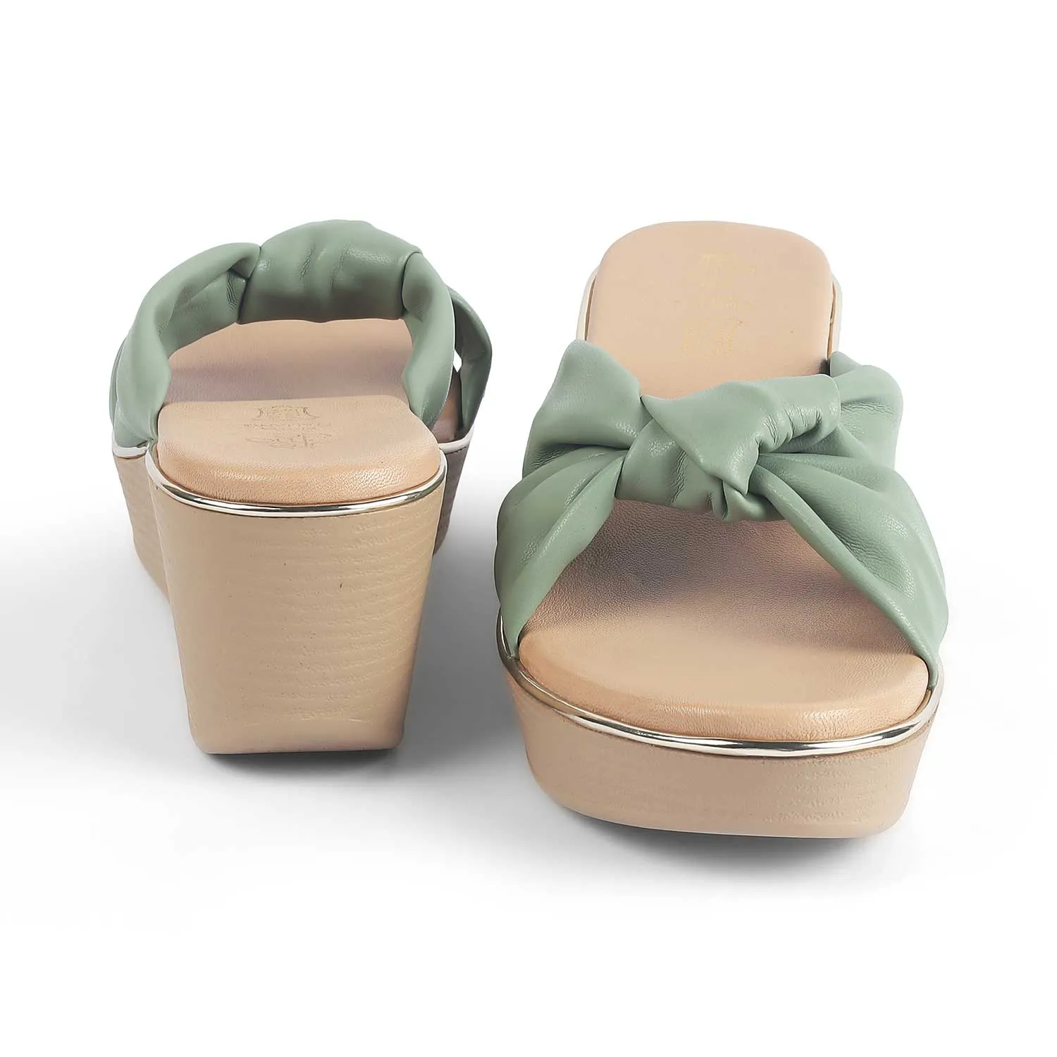 Tresmode Sof Green Women's Dress Wedge Heel Sandals
