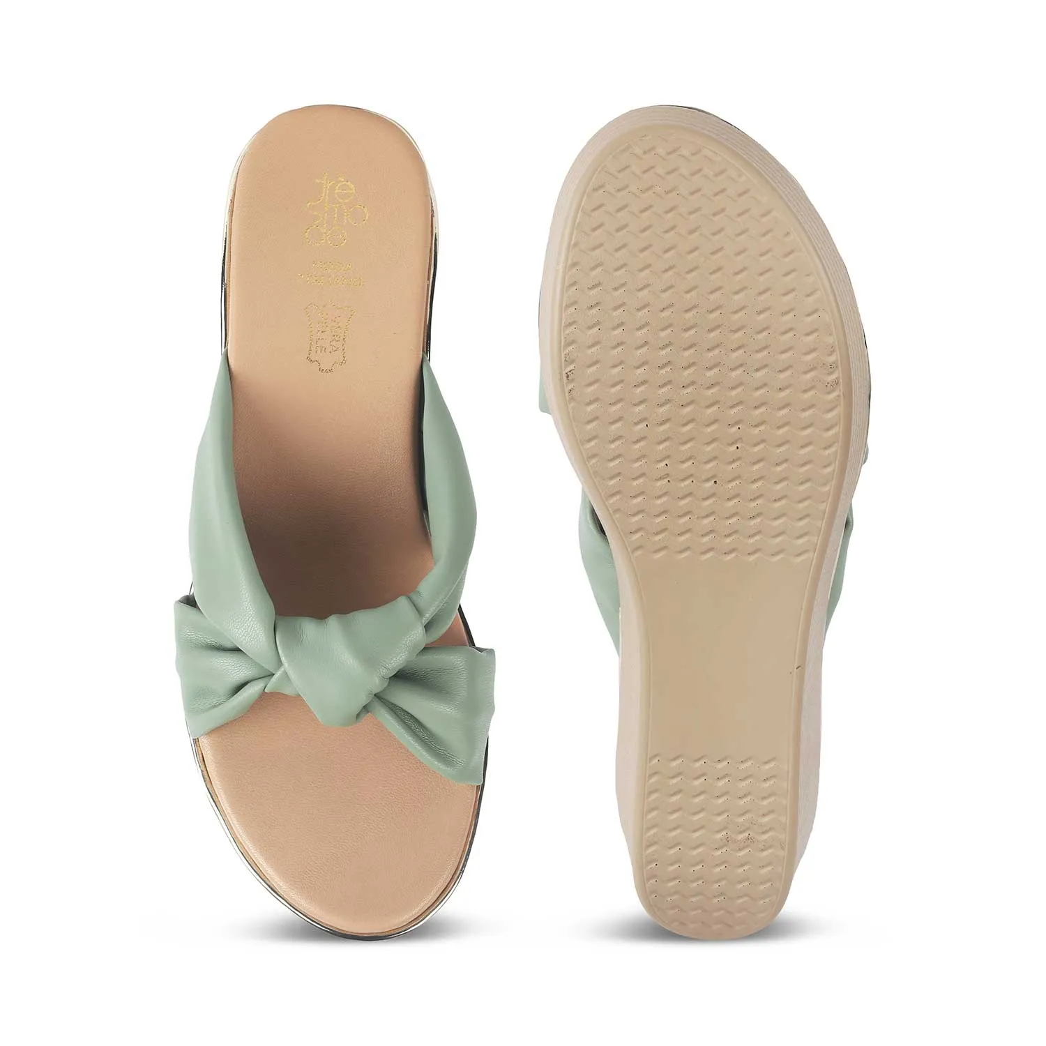 Tresmode Sof Green Women's Dress Wedge Heel Sandals