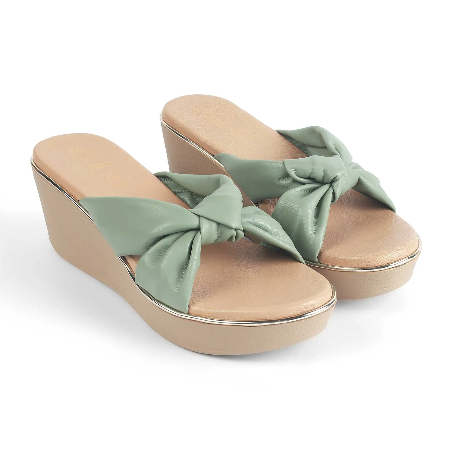 Tresmode Sof Green Women's Dress Wedge Heel Sandals