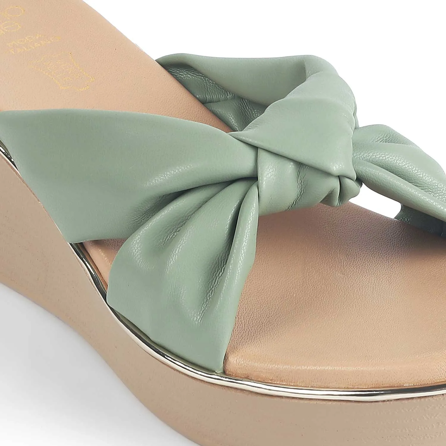 Tresmode Sof Green Women's Dress Wedge Heel Sandals