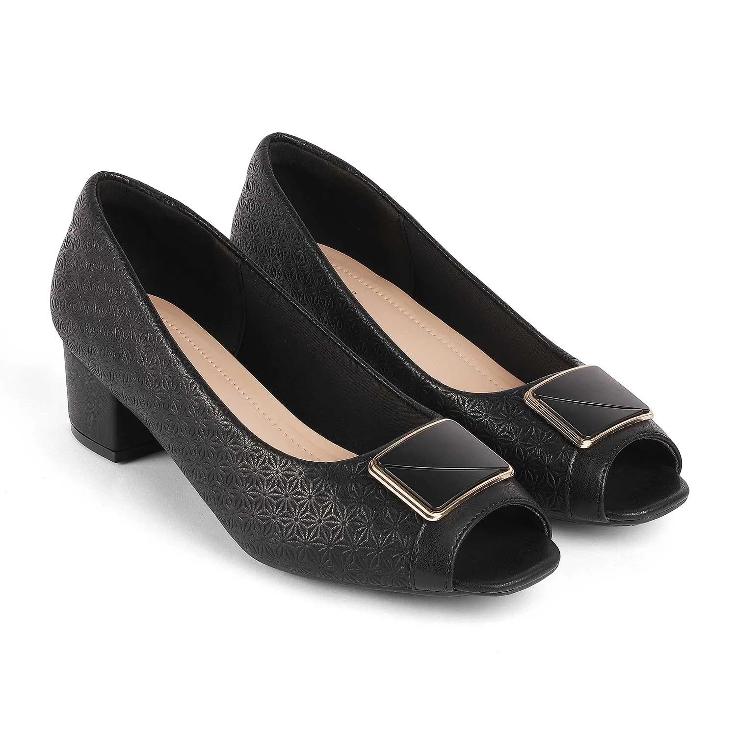 Tresmode Treroy Black Women's Peep-toe Heels